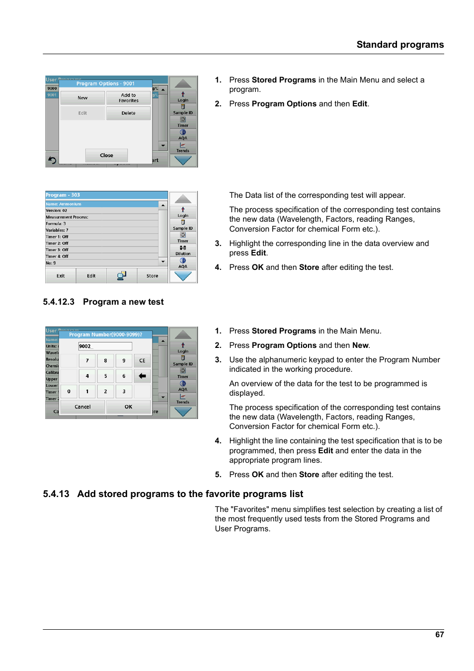 3 program a new test, Standard programs | Hach-Lange DR 6000 User Manual User Manual | Page 67 / 158
