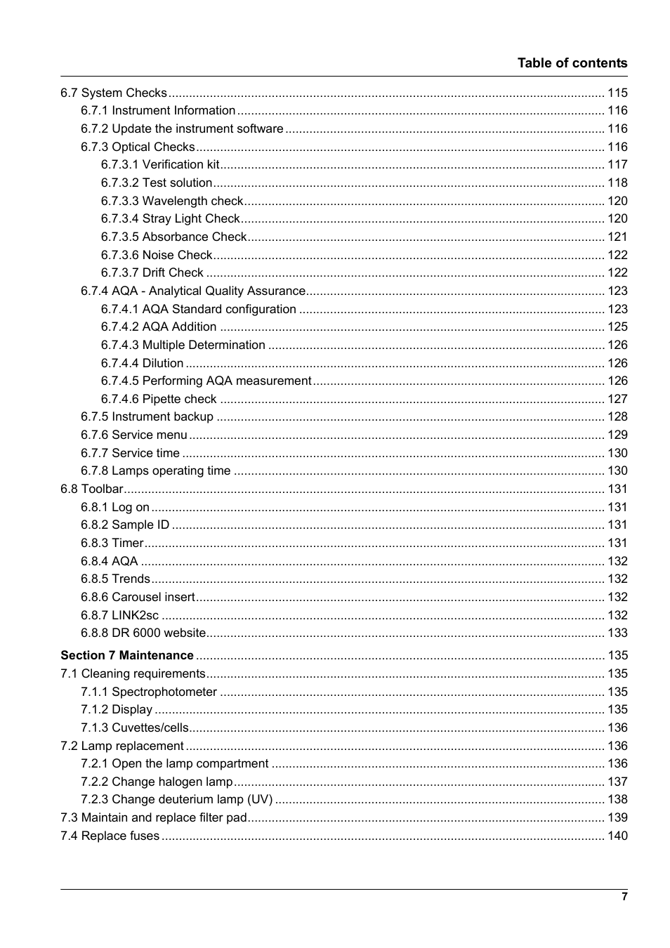 Hach-Lange DR 6000 User Manual User Manual | Page 7 / 158