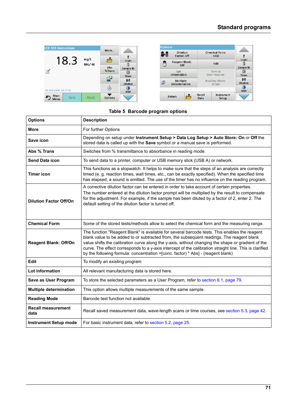 Standard programs | Hach-Lange DR 6000 User Manual User Manual | Page 71 / 158