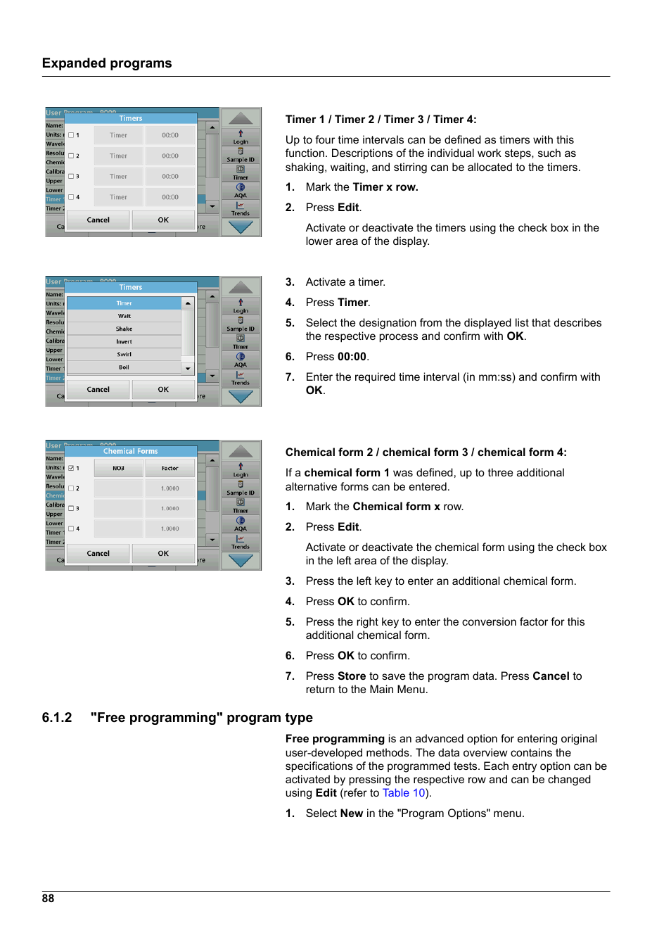 2 "free programming" program type, Expanded programs | Hach-Lange DR 6000 User Manual User Manual | Page 88 / 158