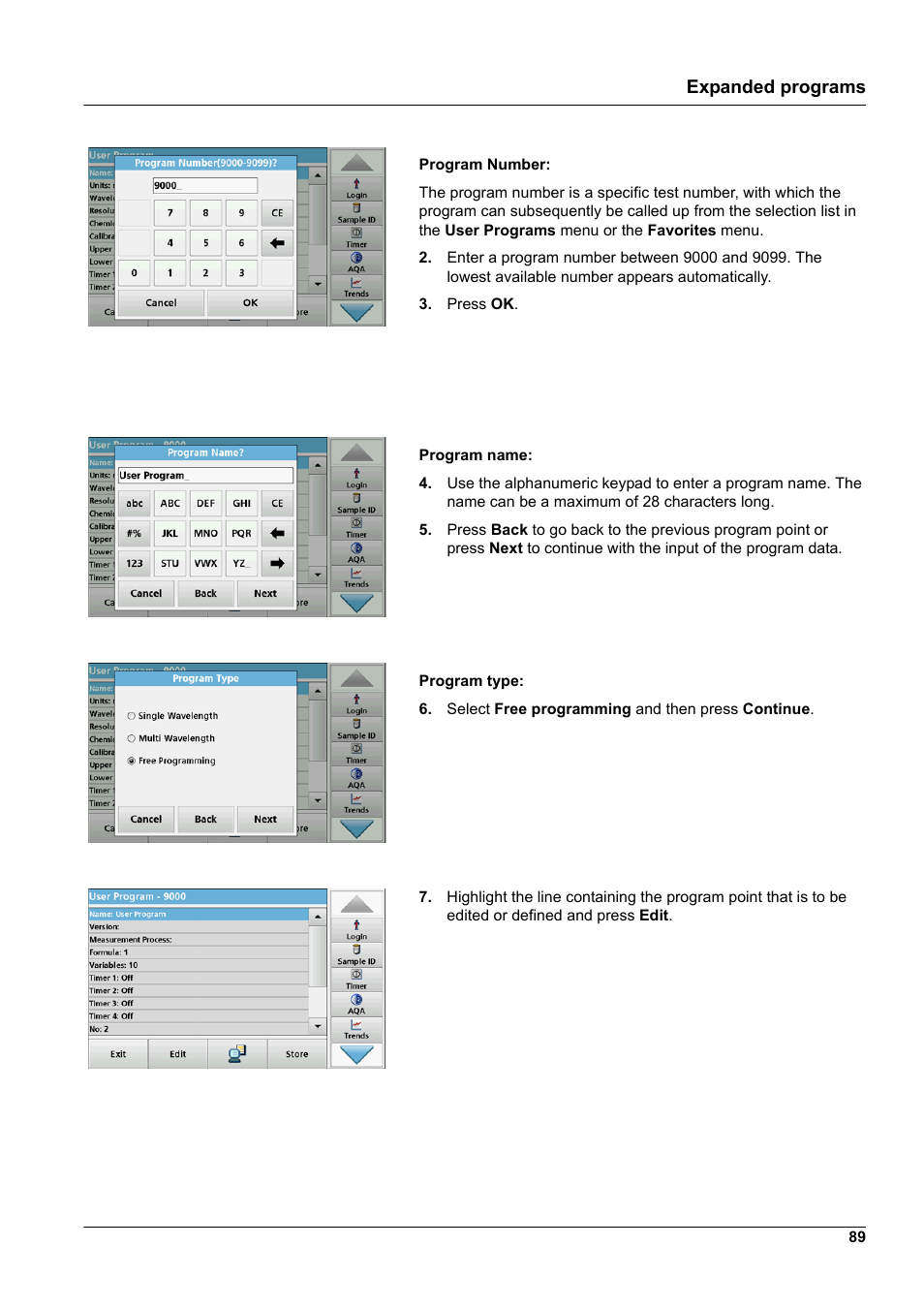 Expanded programs | Hach-Lange DR 6000 User Manual User Manual | Page 89 / 158