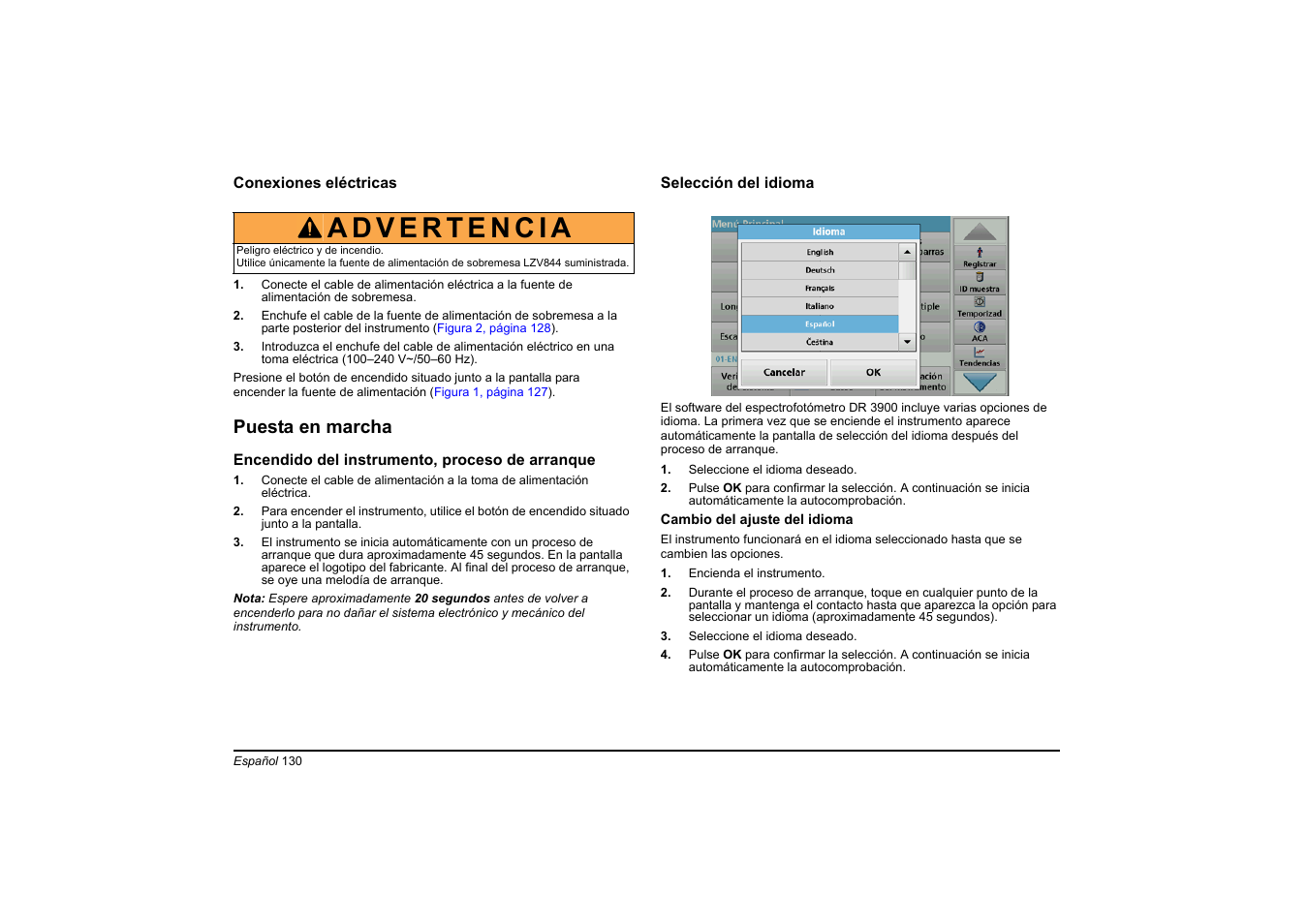 Puesta en marcha | Hach-Lange DR 3900 Basic User Manual User Manual | Page 130 / 422