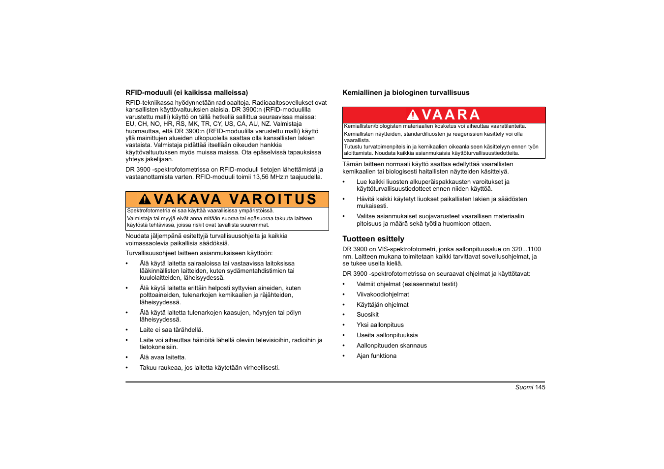 Va a r a | Hach-Lange DR 3900 Basic User Manual User Manual | Page 145 / 422