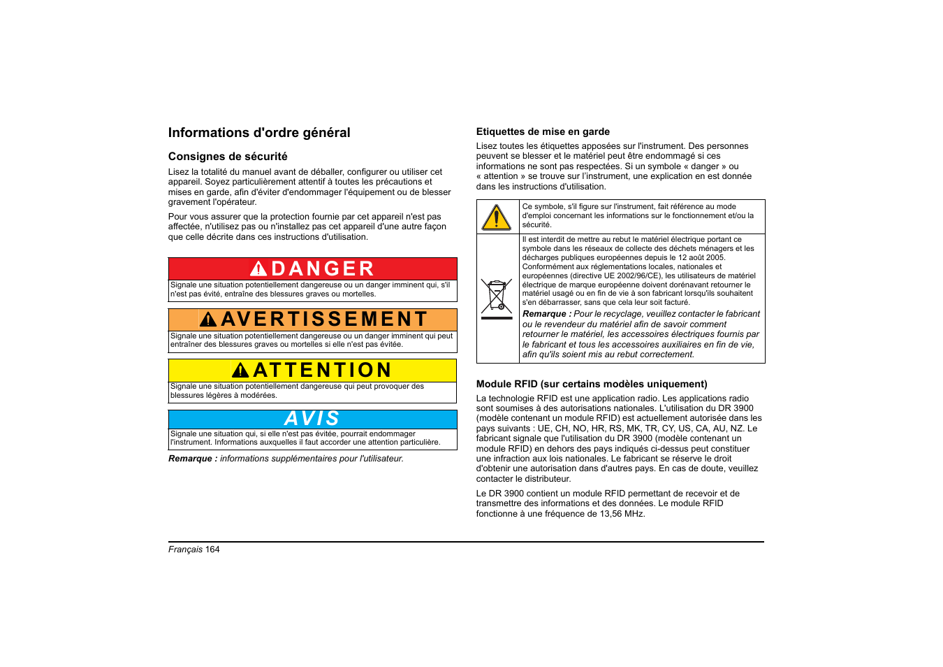 Av i s | Hach-Lange DR 3900 Basic User Manual User Manual | Page 164 / 422