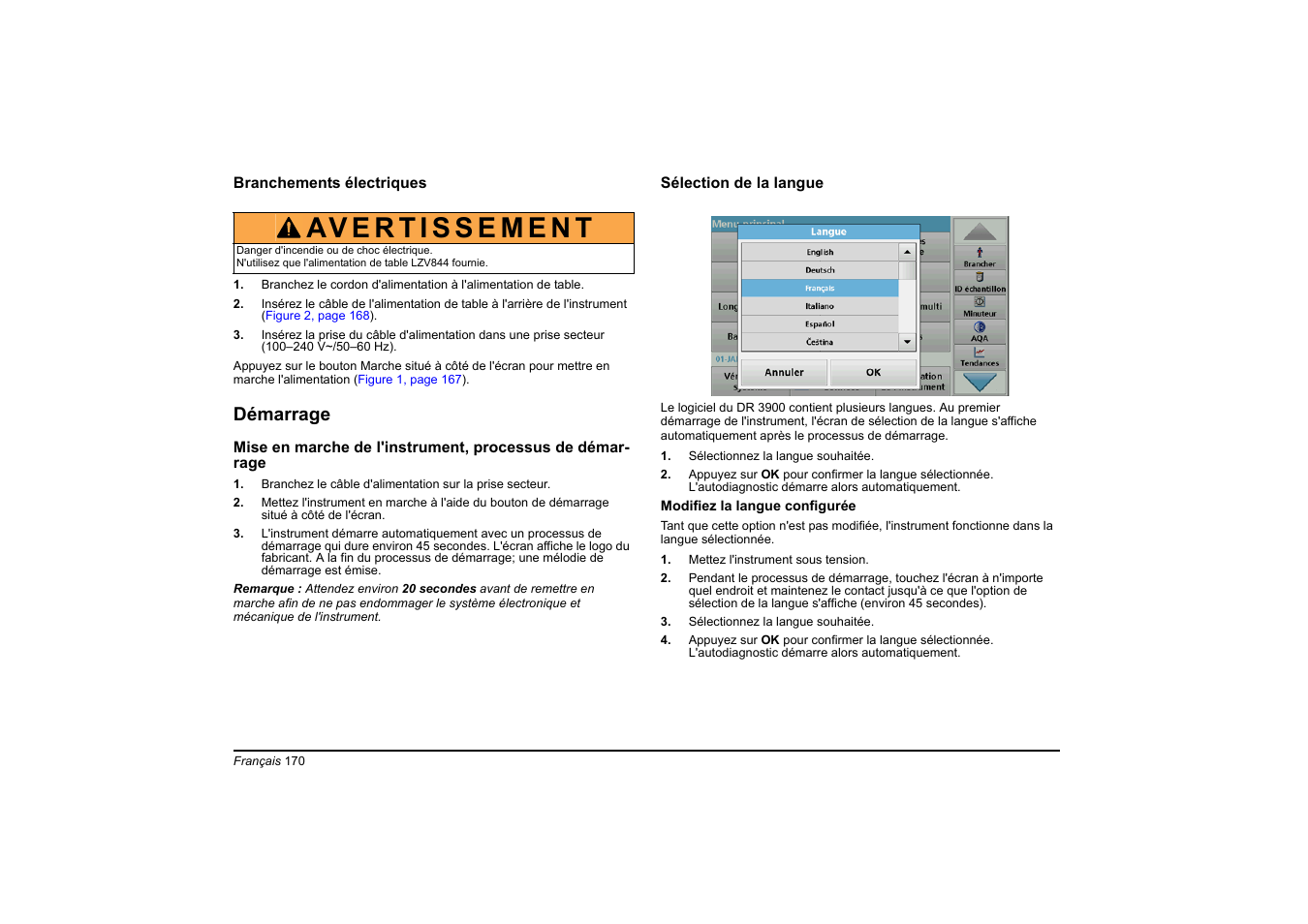 Démarrage | Hach-Lange DR 3900 Basic User Manual User Manual | Page 170 / 422