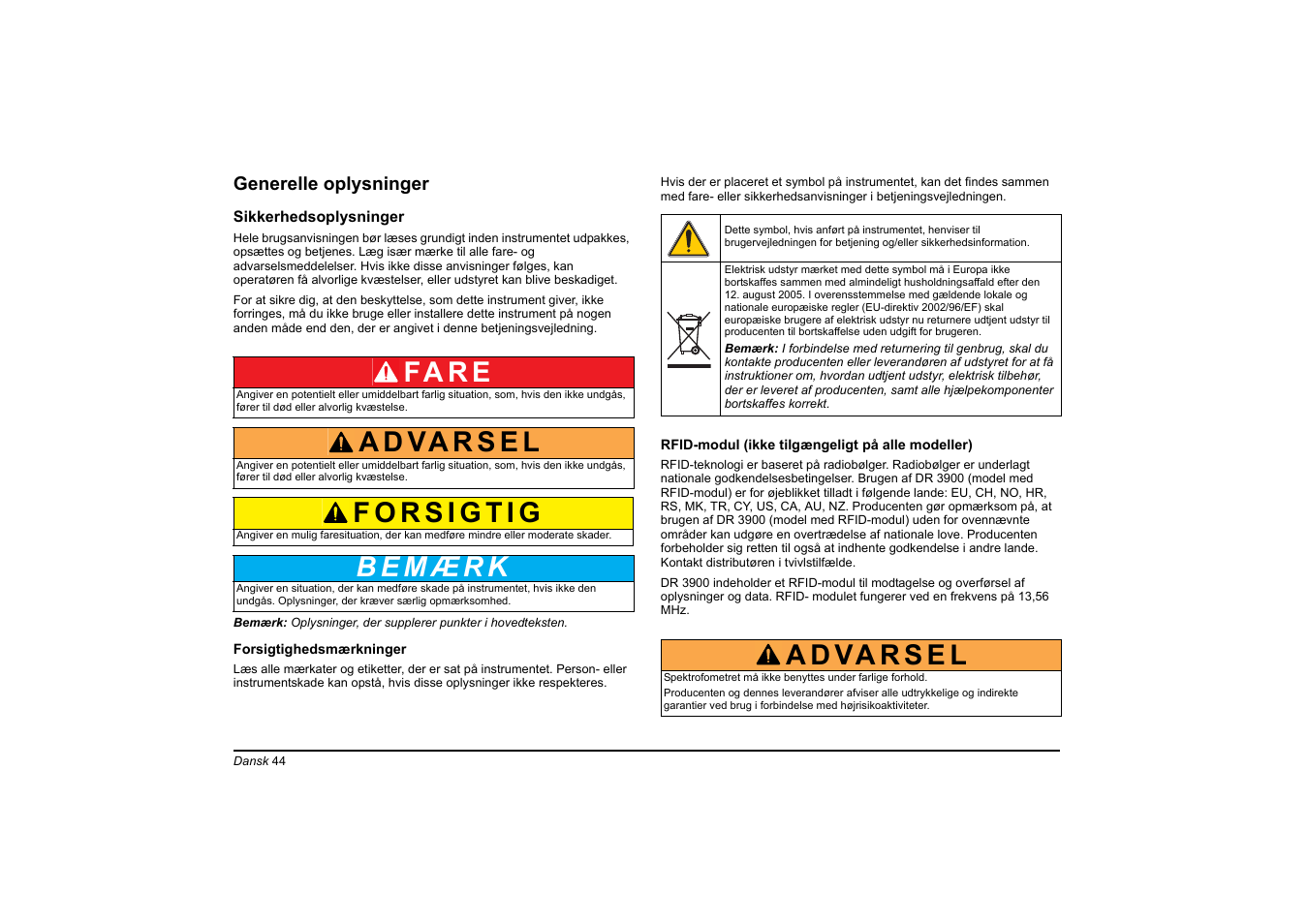 Fa r e | Hach-Lange DR 3900 Basic User Manual User Manual | Page 44 / 422