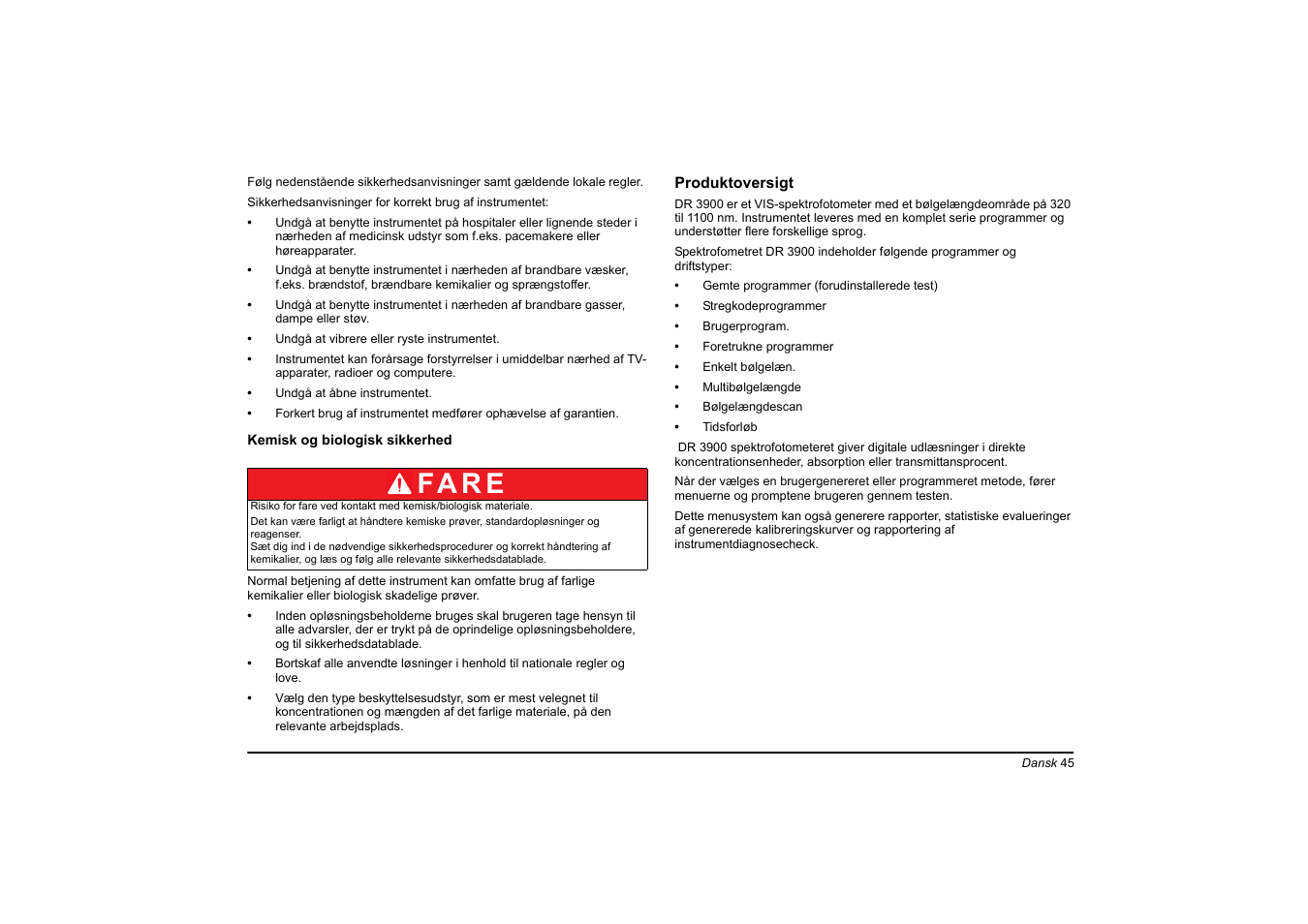 Fa r e | Hach-Lange DR 3900 Basic User Manual User Manual | Page 45 / 422