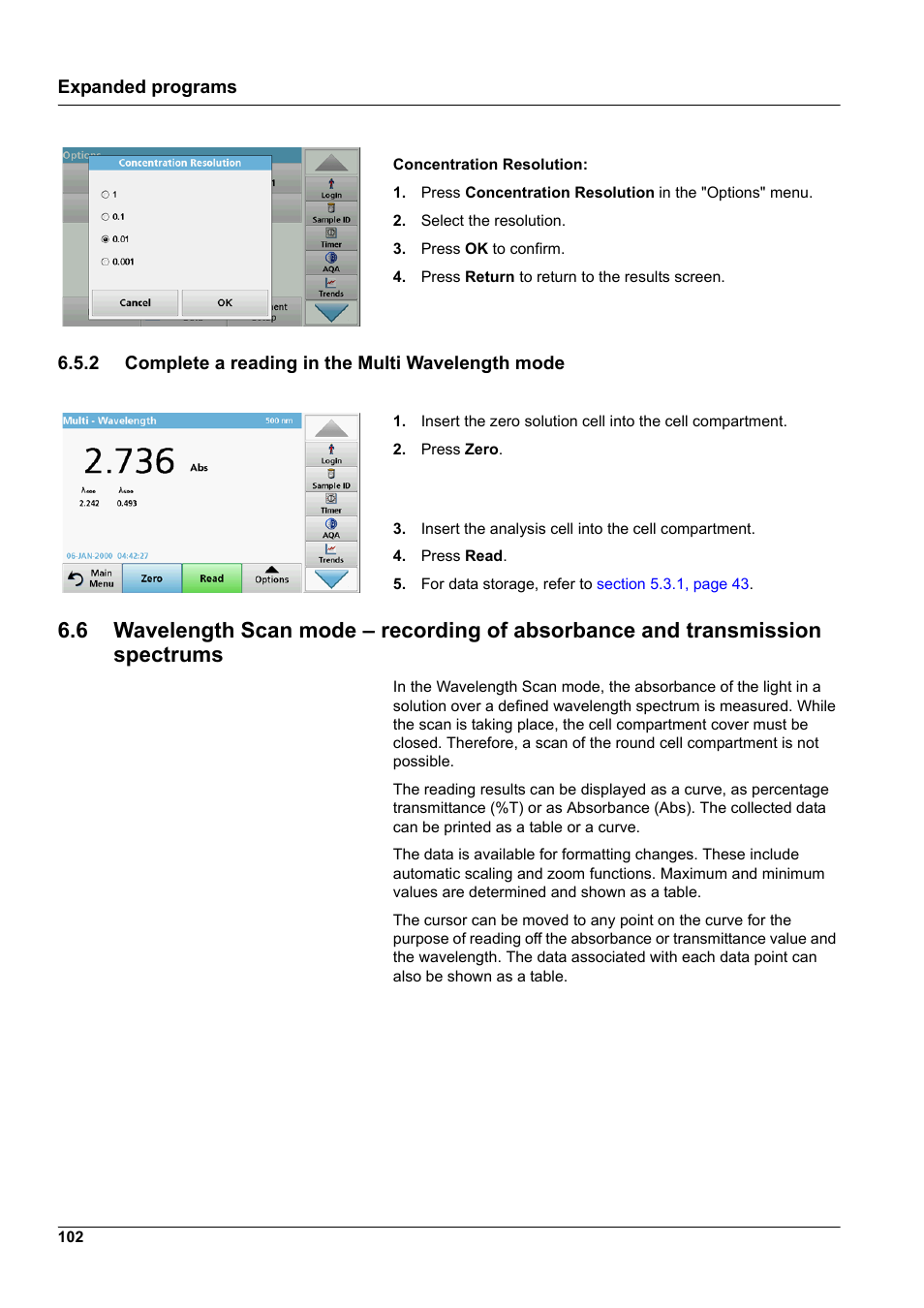 2 complete a reading in the multi wavelength mode | Hach-Lange DR 3900 User Manual User Manual | Page 102 / 150