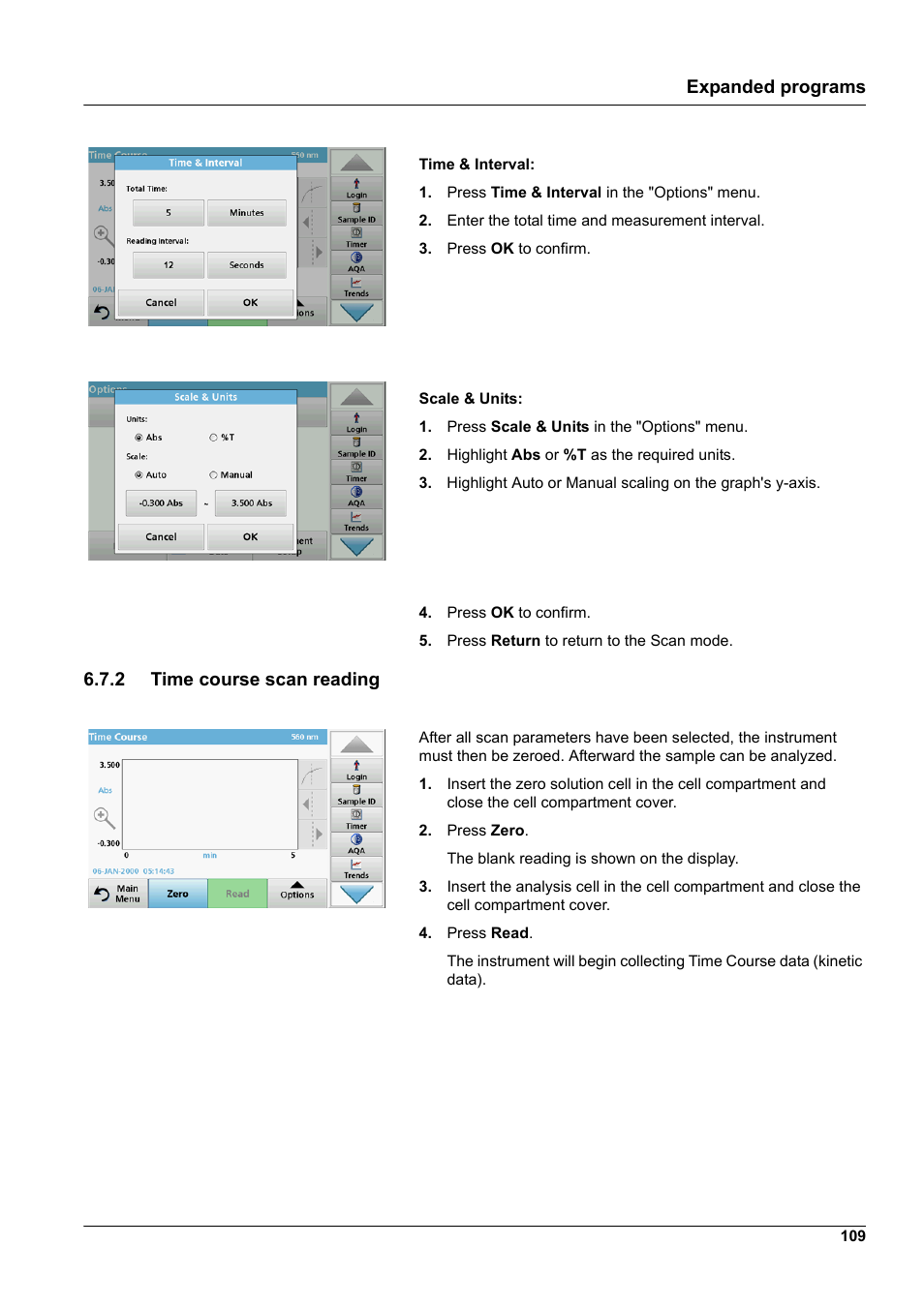 2 time course scan reading, Expanded programs | Hach-Lange DR 3900 User Manual User Manual | Page 109 / 150