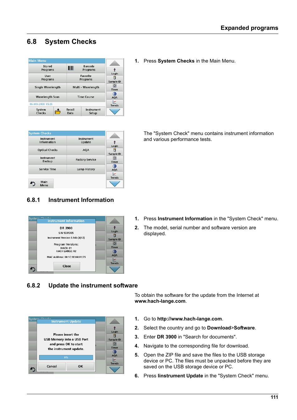 8 system checks | Hach-Lange DR 3900 User Manual User Manual | Page 111 / 150
