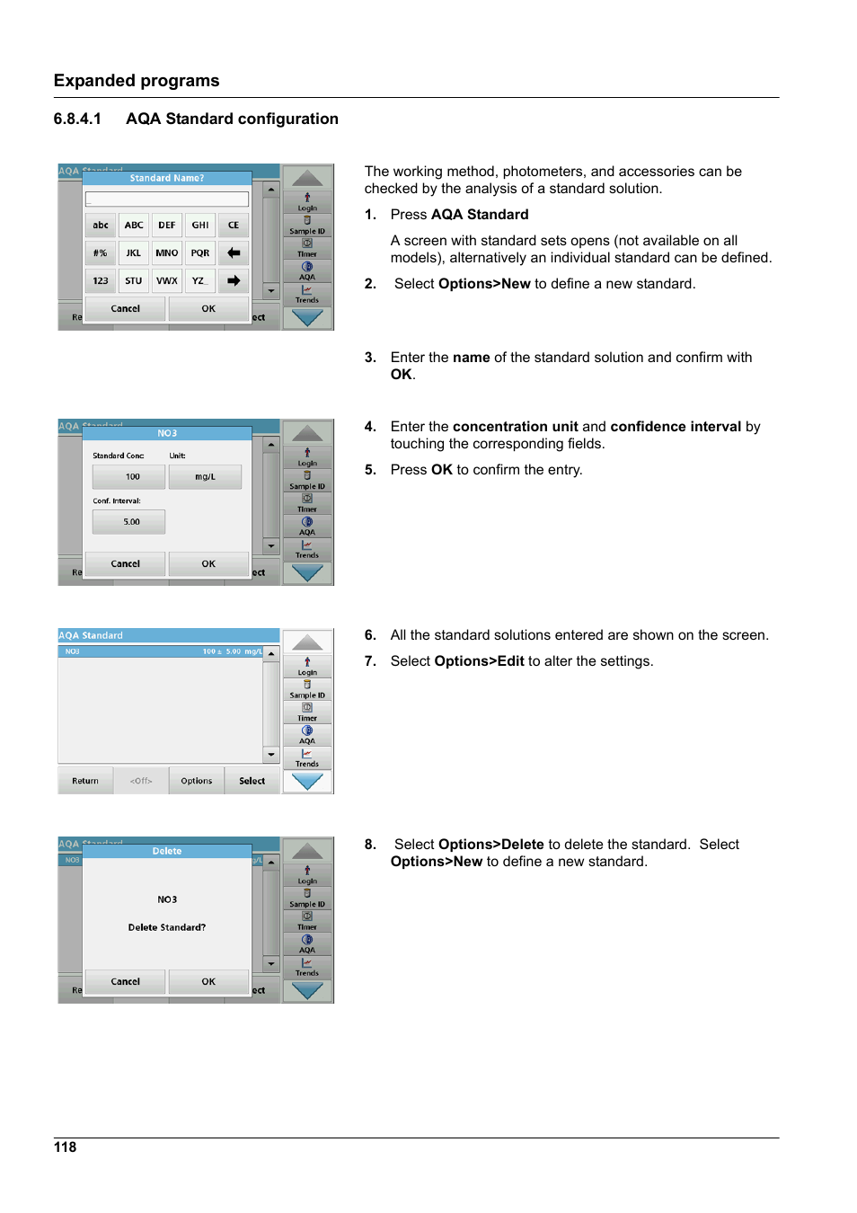 1 aqa standard configuration, Expanded programs | Hach-Lange DR 3900 User Manual User Manual | Page 118 / 150