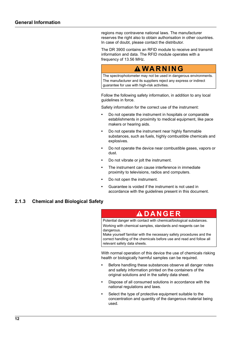 3 chemical and biological safety | Hach-Lange DR 3900 User Manual User Manual | Page 12 / 150