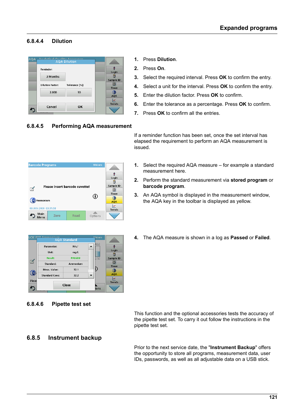 5 instrument backup | Hach-Lange DR 3900 User Manual User Manual | Page 121 / 150