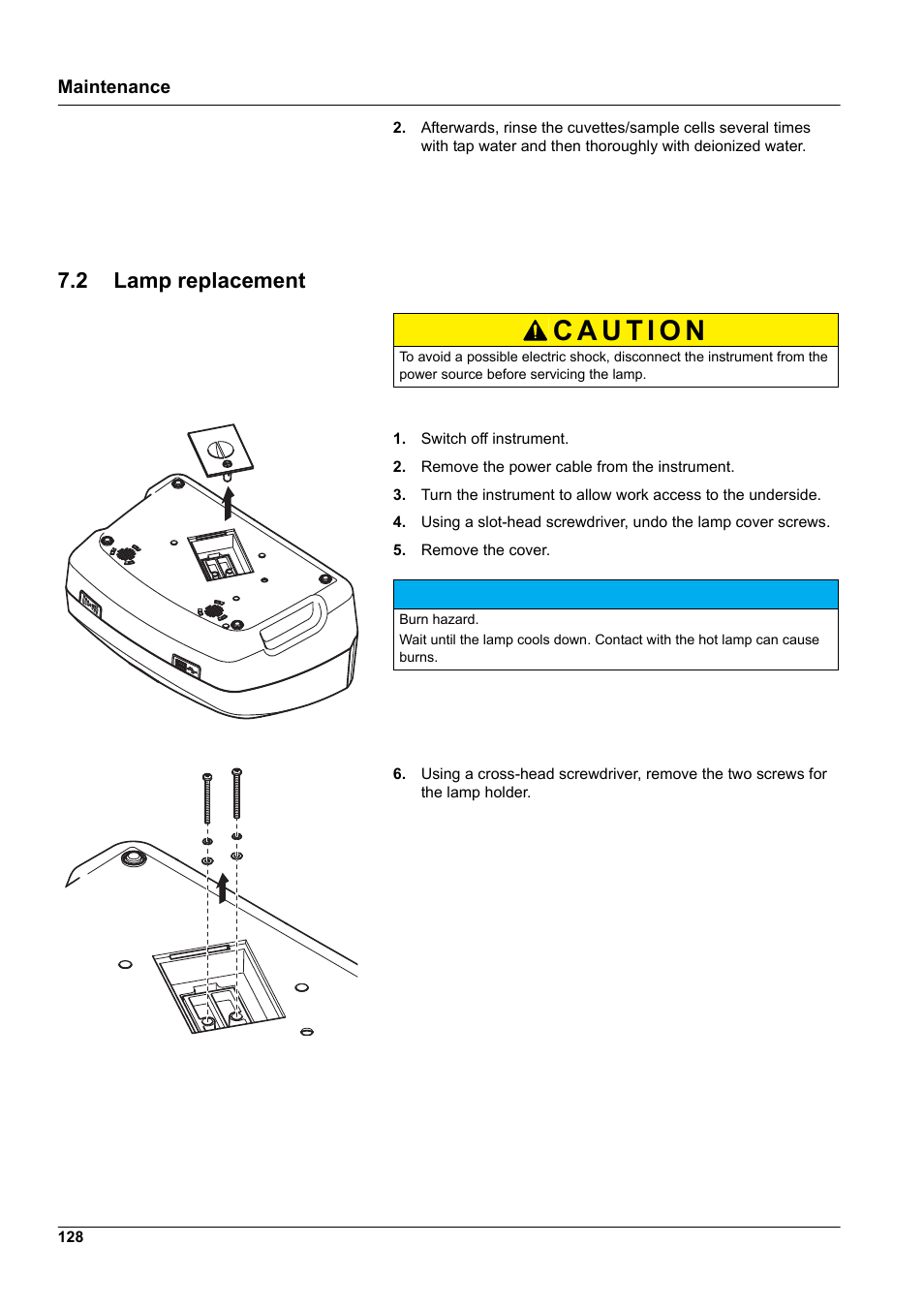 2 lamp replacement | Hach-Lange DR 3900 User Manual User Manual | Page 128 / 150