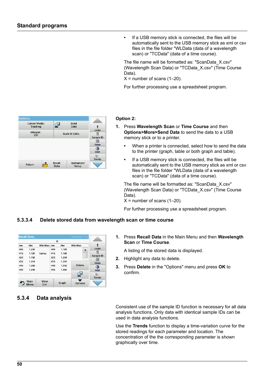 4 data analysis, Standard programs | Hach-Lange DR 3900 User Manual User Manual | Page 50 / 150
