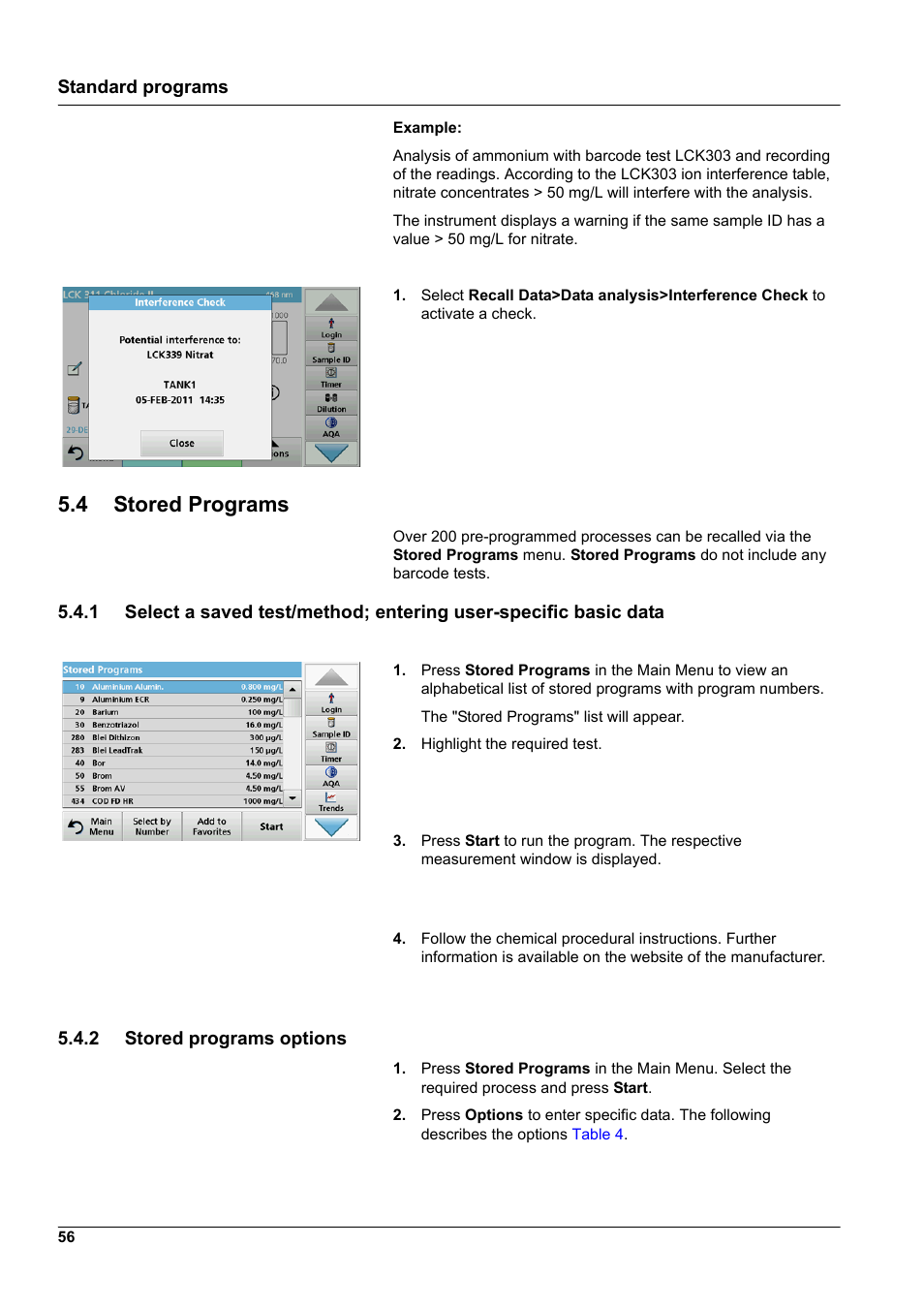 4 stored programs | Hach-Lange DR 3900 User Manual User Manual | Page 56 / 150