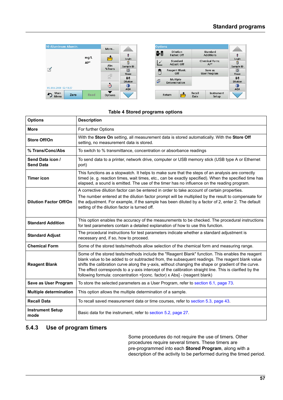 3 use of program timers, Standard programs 5.4.3 use of program timers | Hach-Lange DR 3900 User Manual User Manual | Page 57 / 150