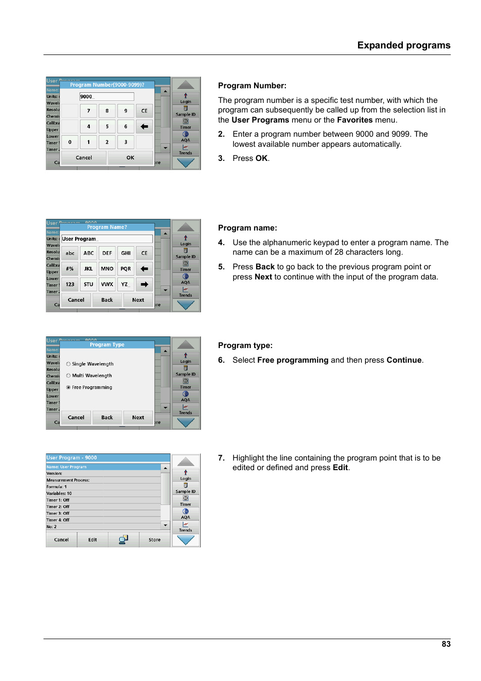 Expanded programs | Hach-Lange DR 3900 User Manual User Manual | Page 83 / 150