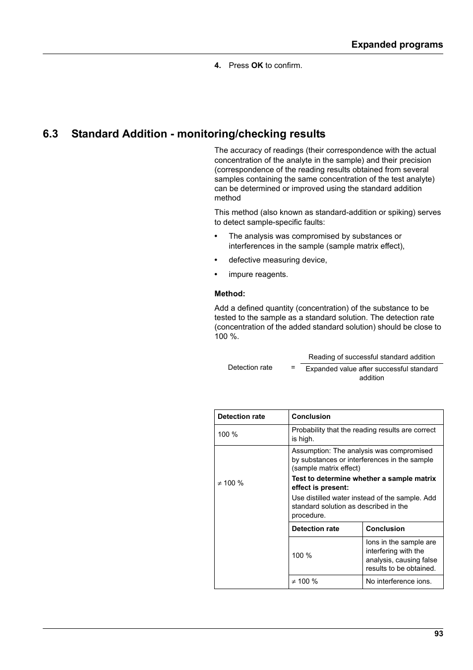 3 standard addition - monitoring/checking results, Expanded programs | Hach-Lange DR 3900 User Manual User Manual | Page 93 / 150