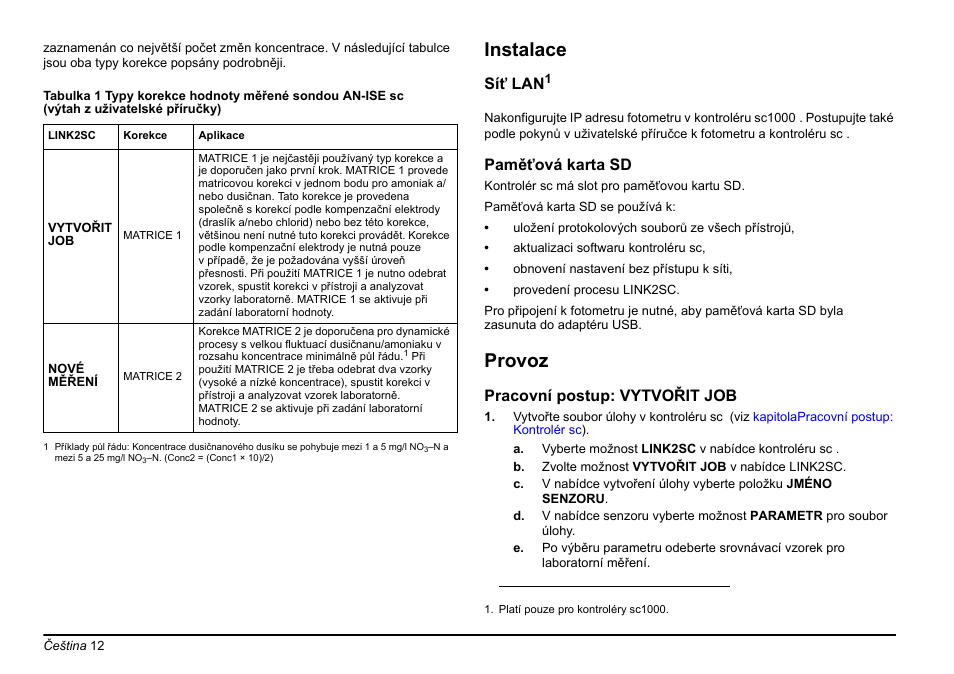 Instalace, Provoz | Hach-Lange LINK2SC User Manual | Page 12 / 163