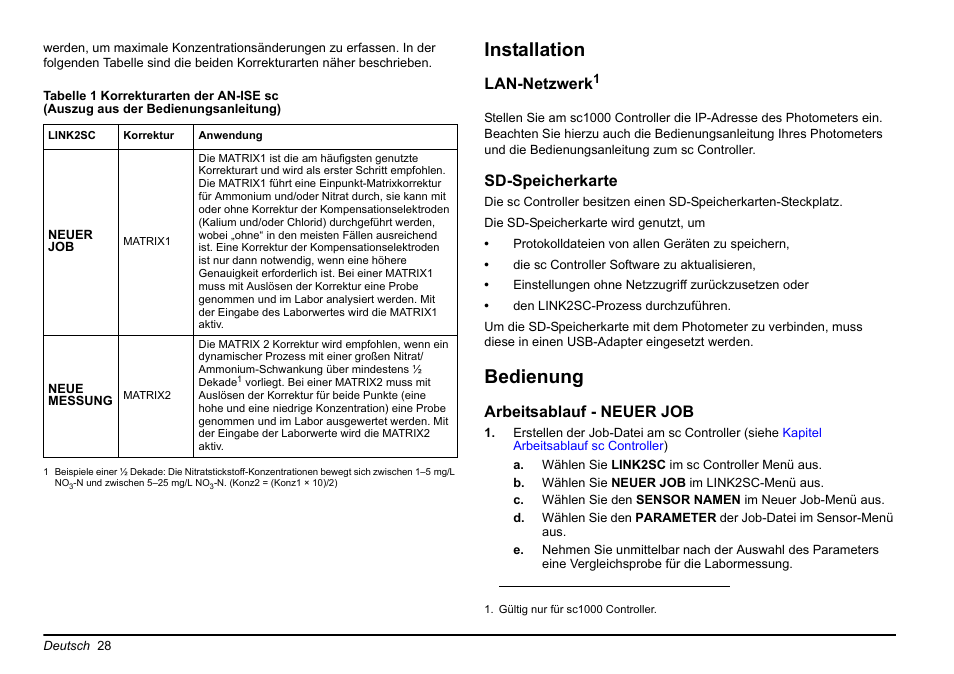Installation, Bedienung | Hach-Lange LINK2SC User Manual | Page 28 / 163