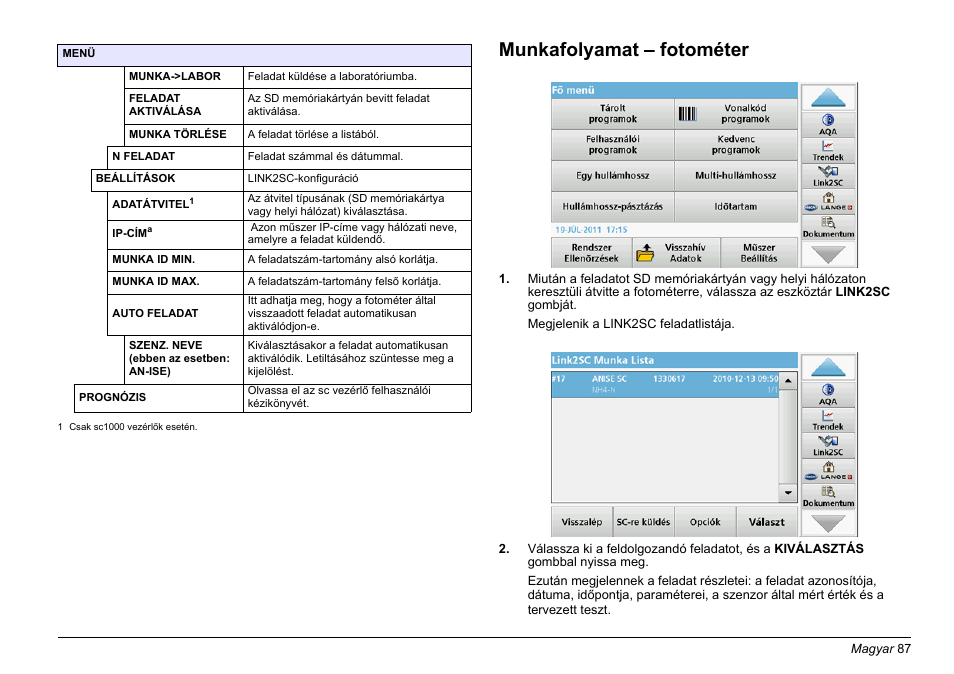 Munkafolyamat, Fotométer fejezet, Munkafolyamat – fotométer | Hach-Lange LINK2SC User Manual | Page 87 / 163