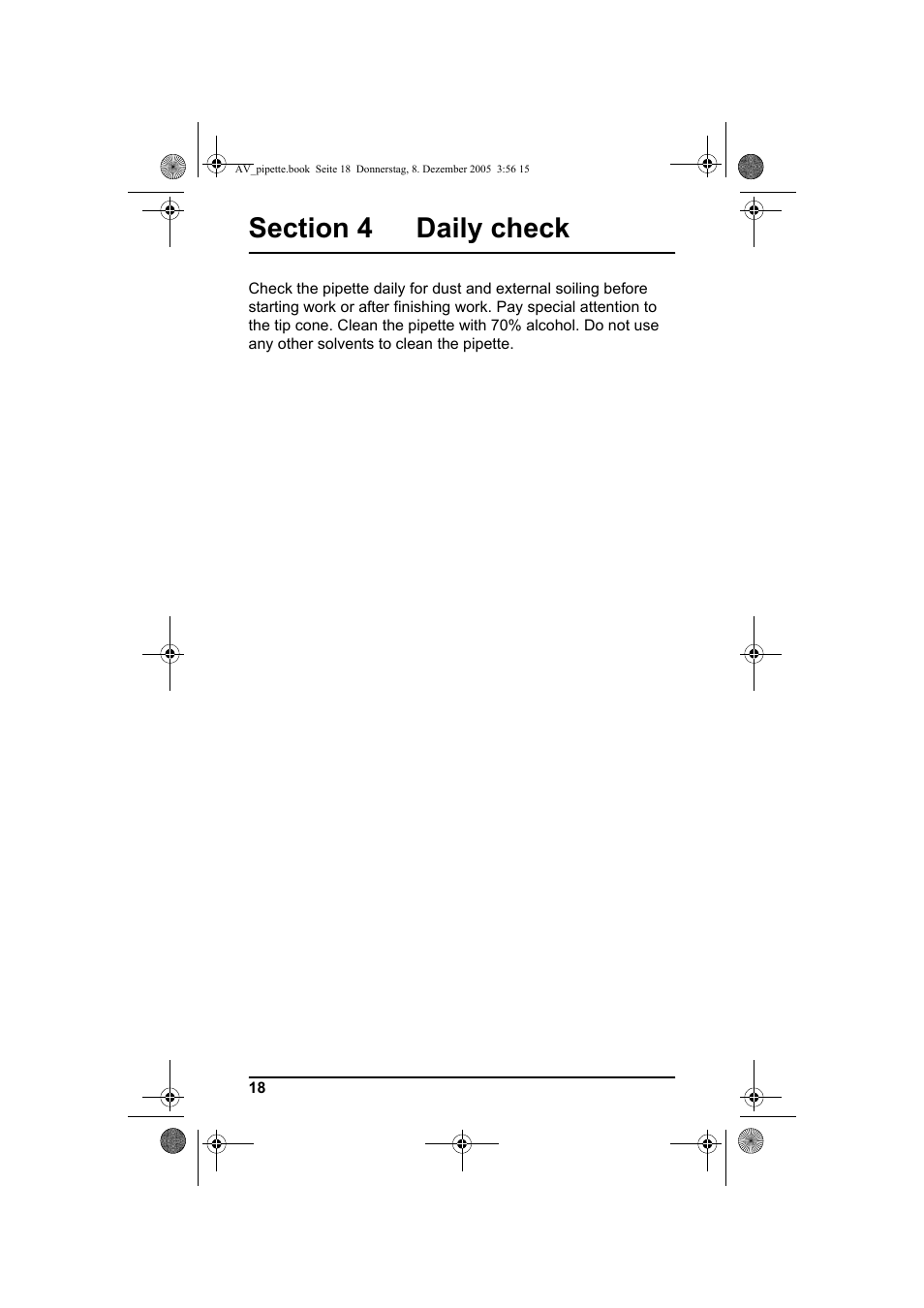 Section 4 daily check | Hach-Lange Piston pipette User Manual | Page 20 / 96