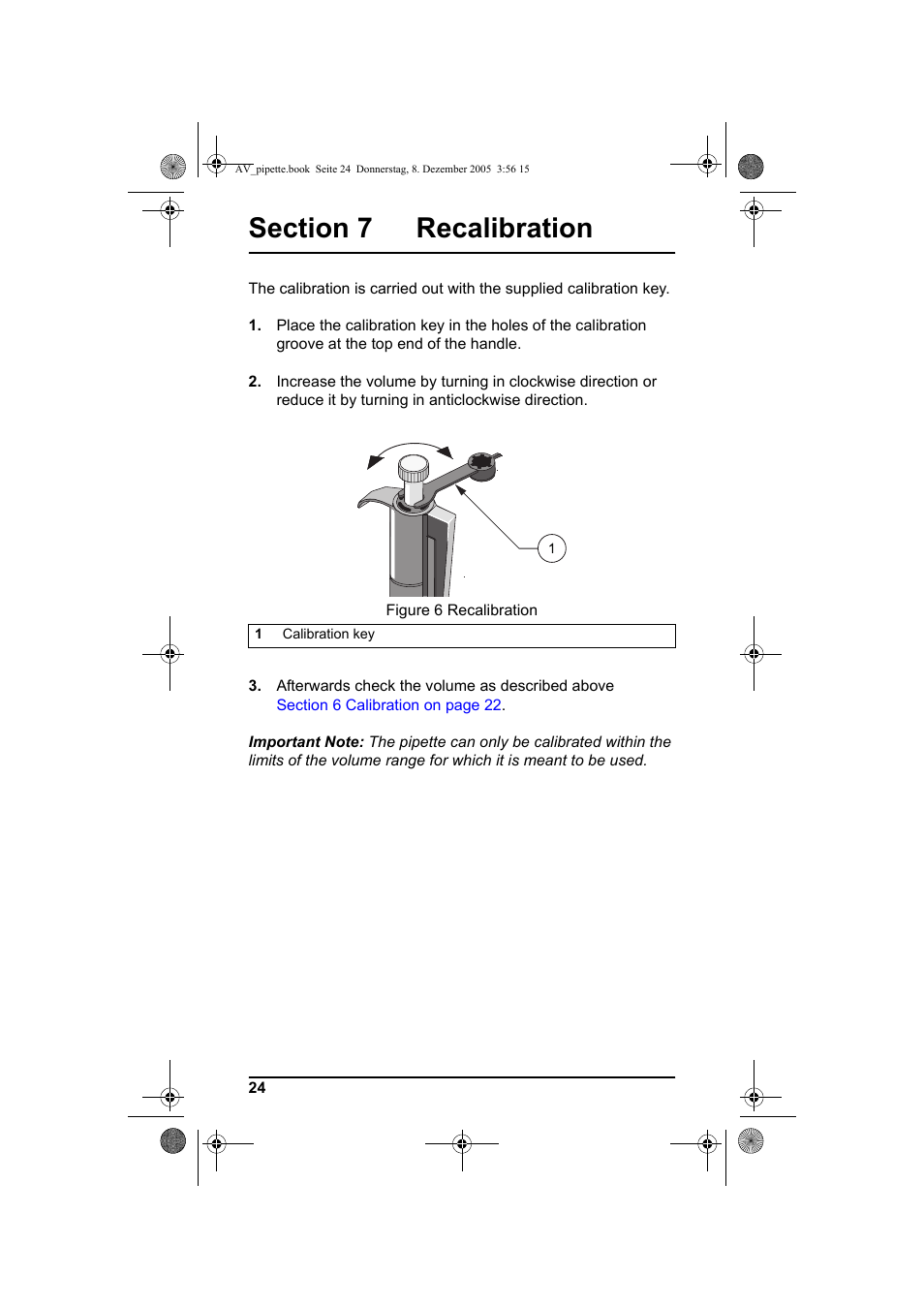 Section 7 recalibration | Hach-Lange Piston pipette User Manual | Page 26 / 96
