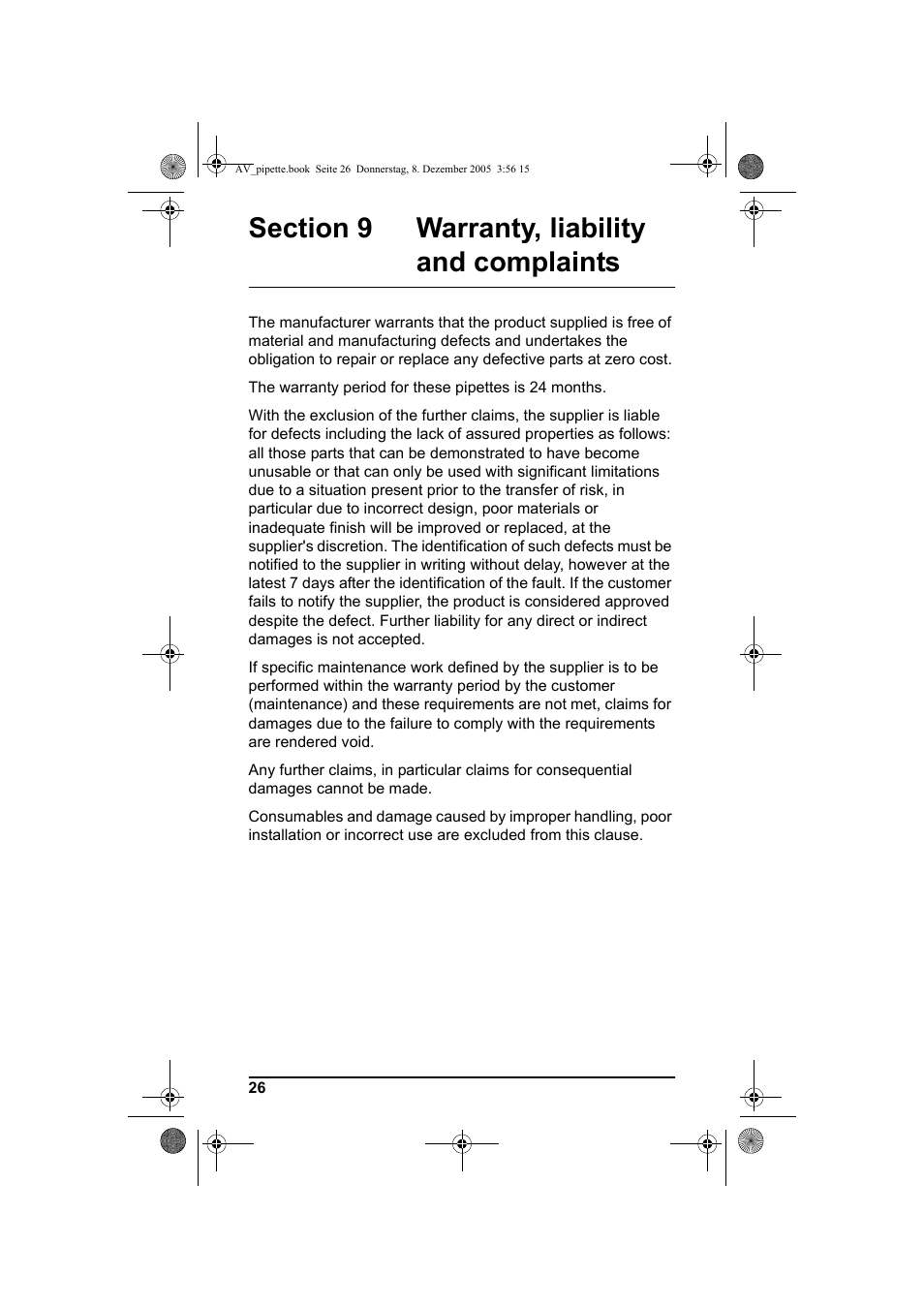 Section 9 warranty, liability and complaints | Hach-Lange Piston pipette User Manual | Page 28 / 96