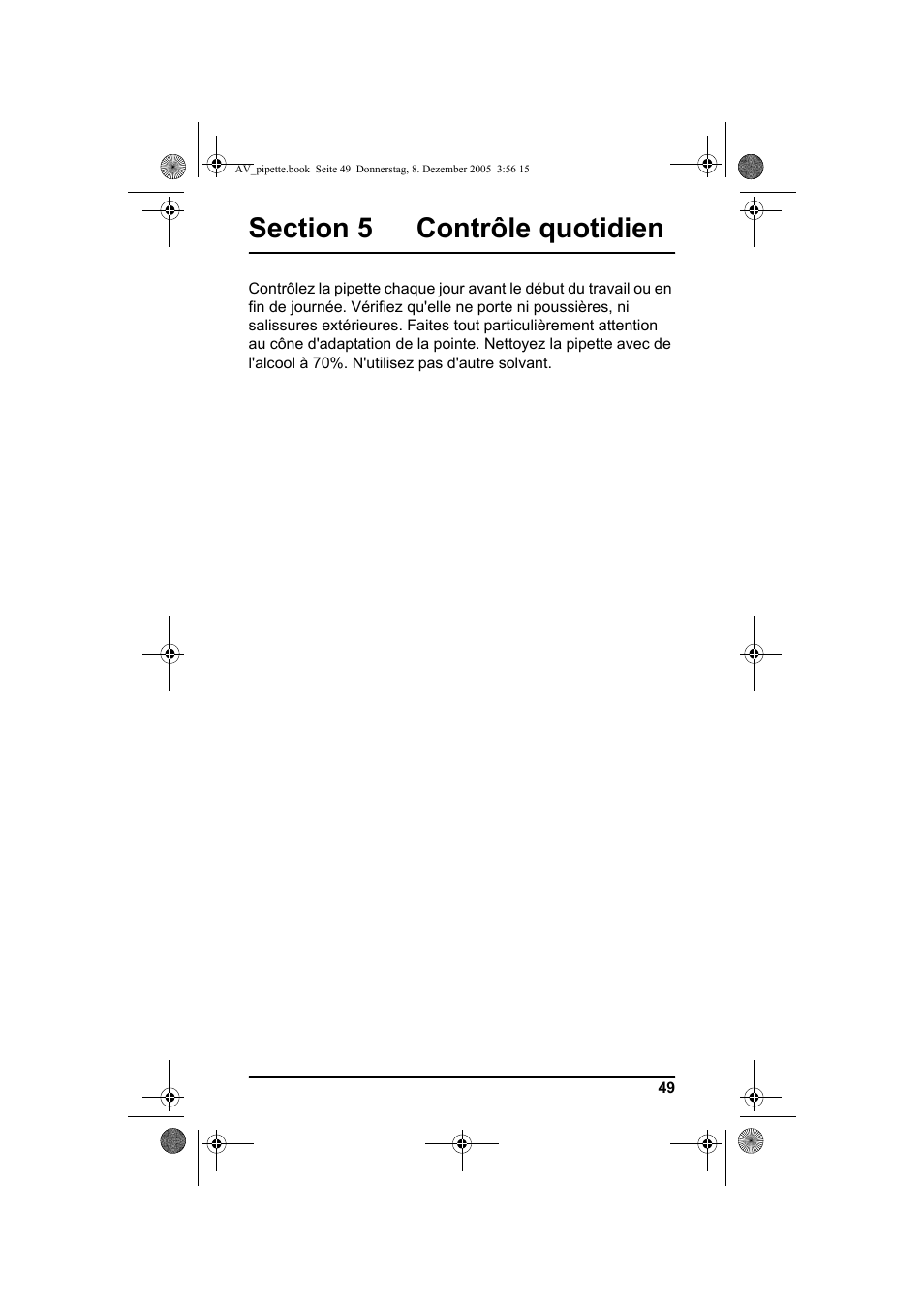 Section 5 contrôle quotidien | Hach-Lange Piston pipette User Manual | Page 51 / 96