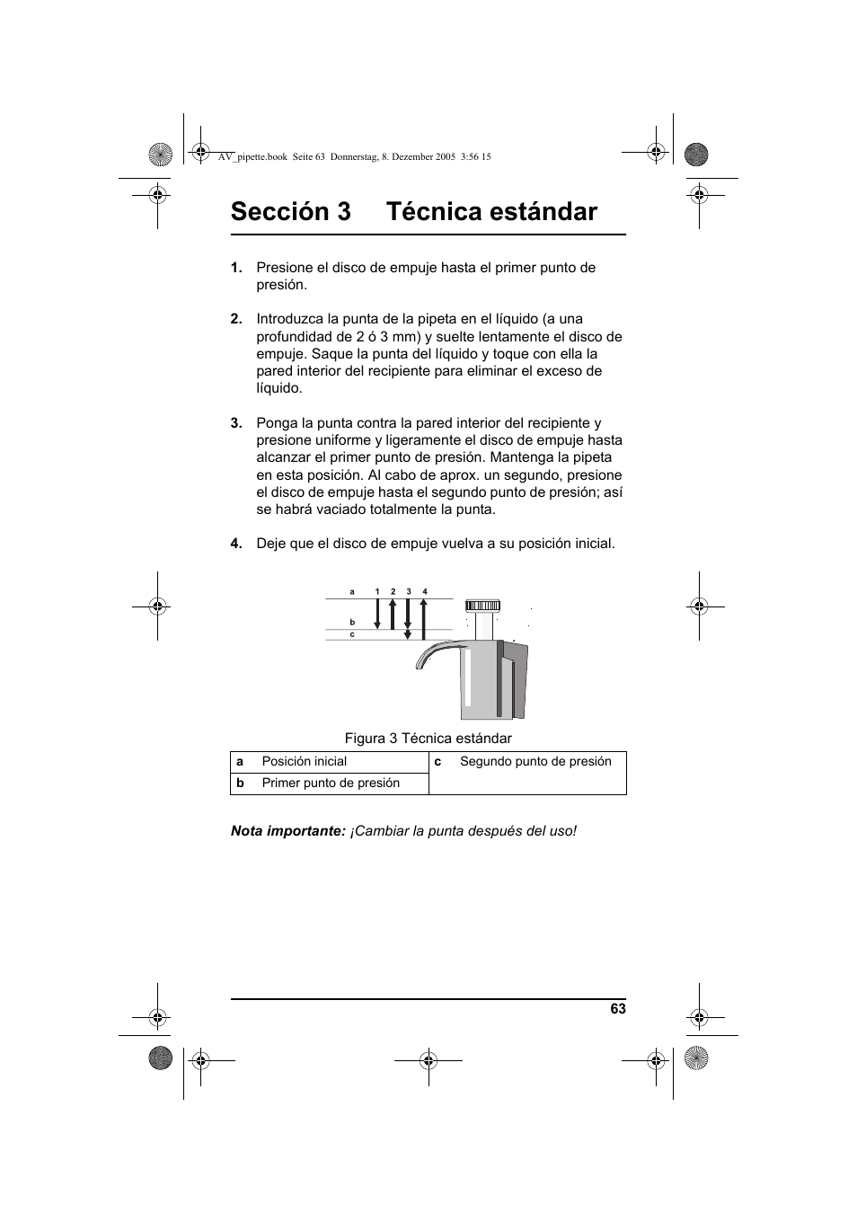 Sección 3 técnica estándar | Hach-Lange Piston pipette User Manual | Page 65 / 96