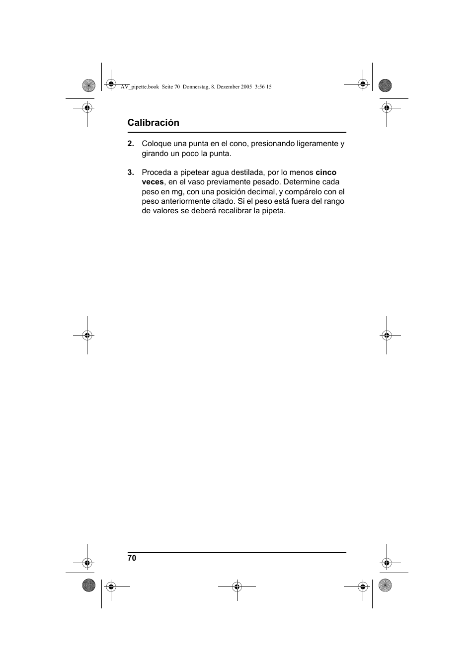 Calibración | Hach-Lange Piston pipette User Manual | Page 72 / 96