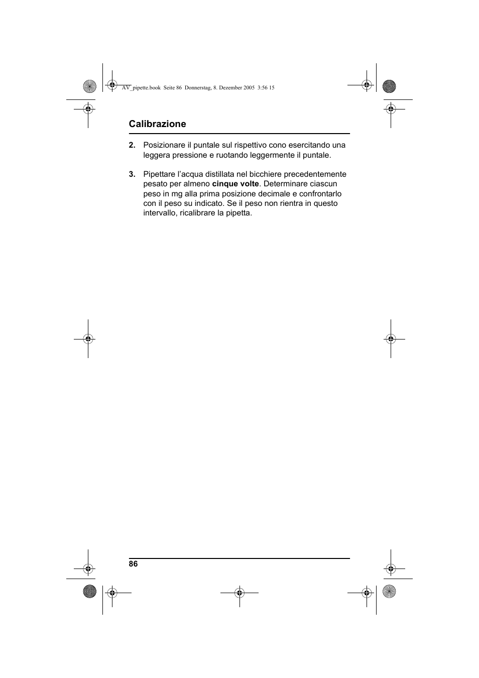Calibrazione | Hach-Lange Piston pipette User Manual | Page 88 / 96