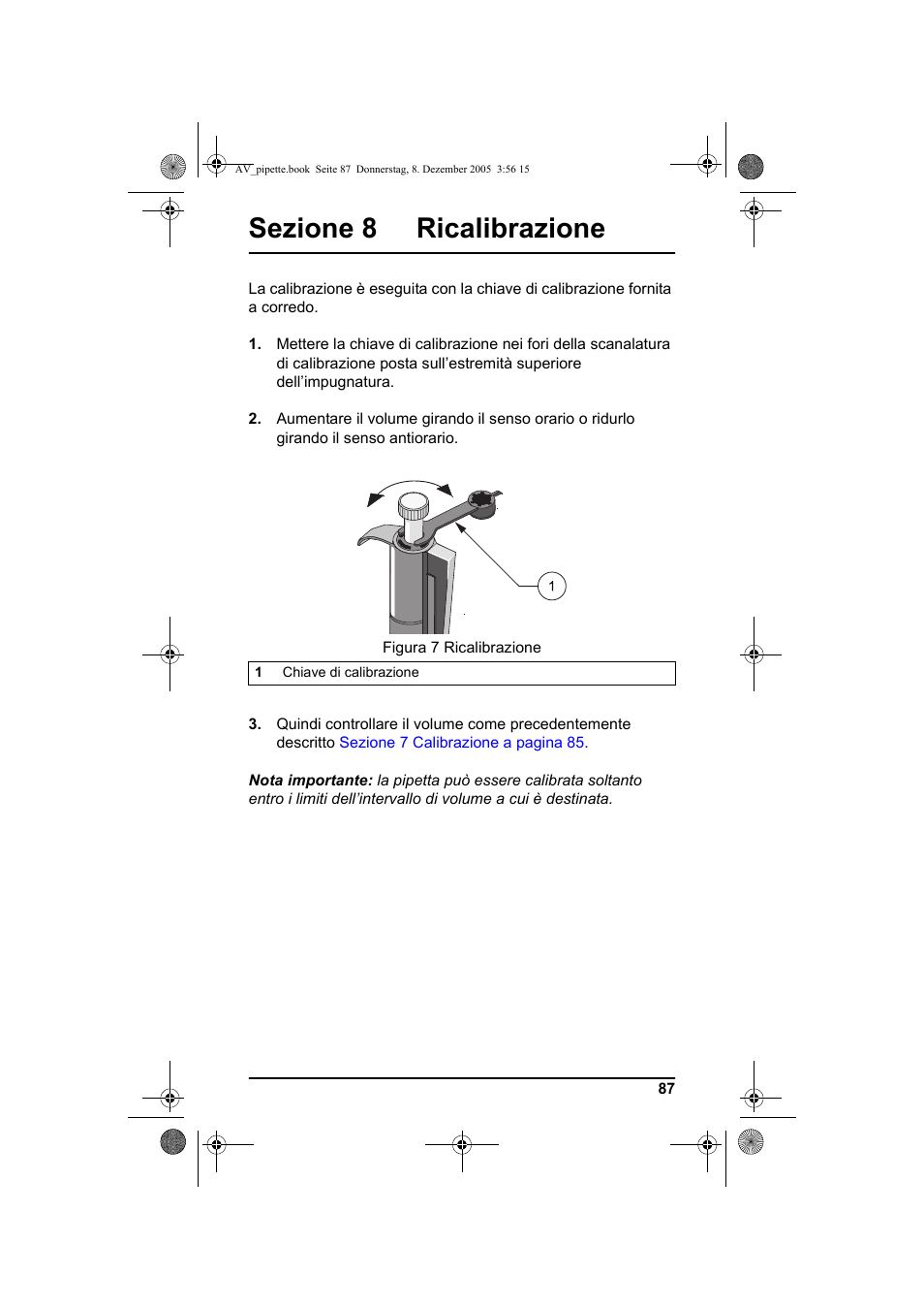 Sezione 8 ricalibrazione | Hach-Lange Piston pipette User Manual | Page 89 / 96