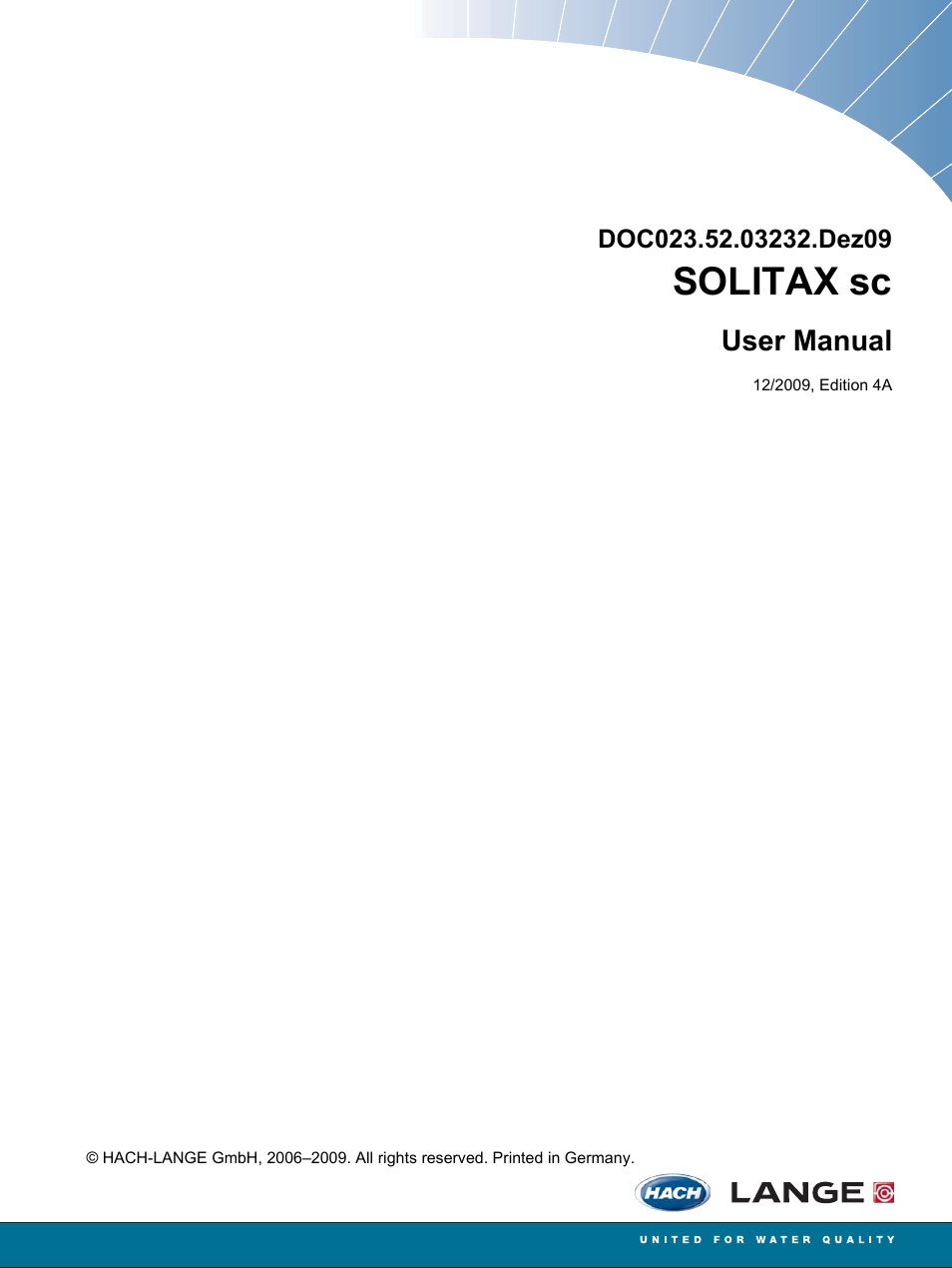 Hach-Lange SOLITAX sc User Manual | 30 pages