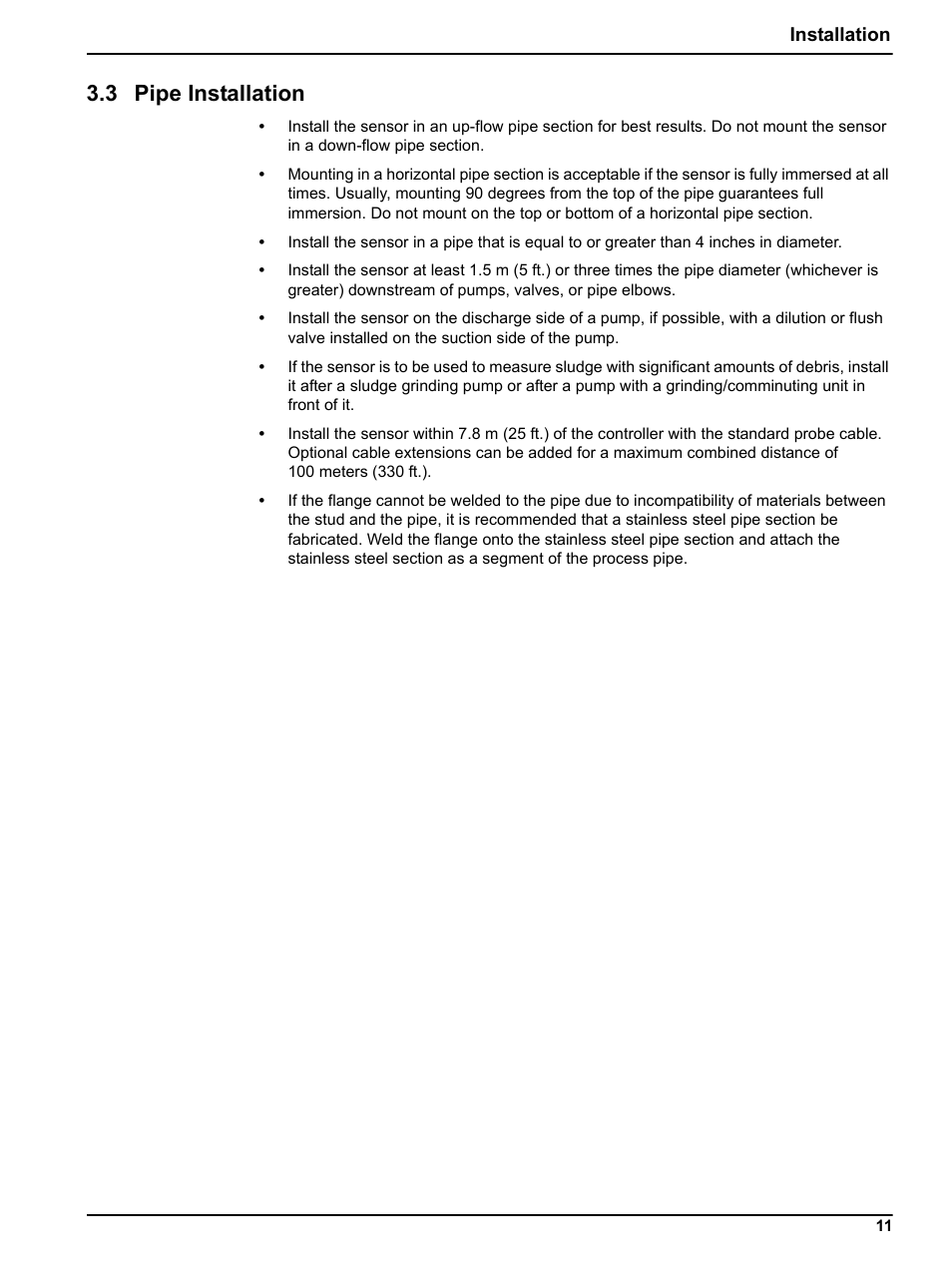 3 pipe installation | Hach-Lange SOLITAX sc User Manual | Page 11 / 30