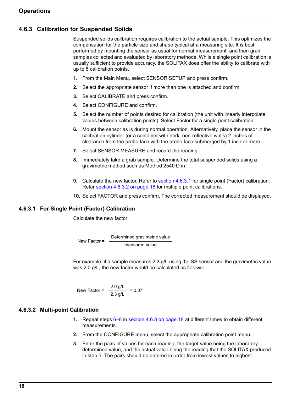 3 calibration for suspended solids, Operations 4.6.3 calibration for suspended solids | Hach-Lange SOLITAX sc User Manual | Page 18 / 30