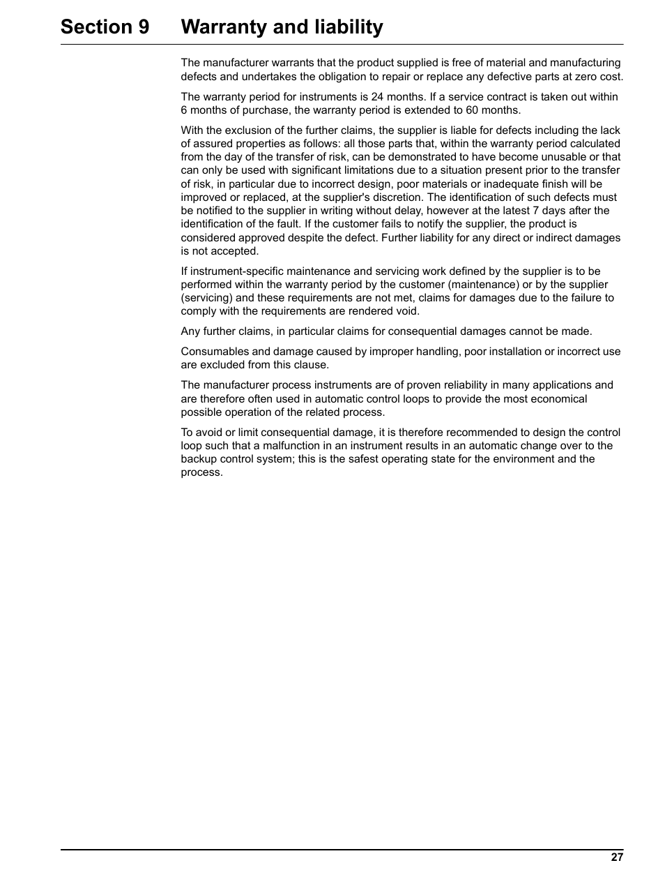 Section 9 warranty and liability | Hach-Lange SOLITAX sc User Manual | Page 27 / 30