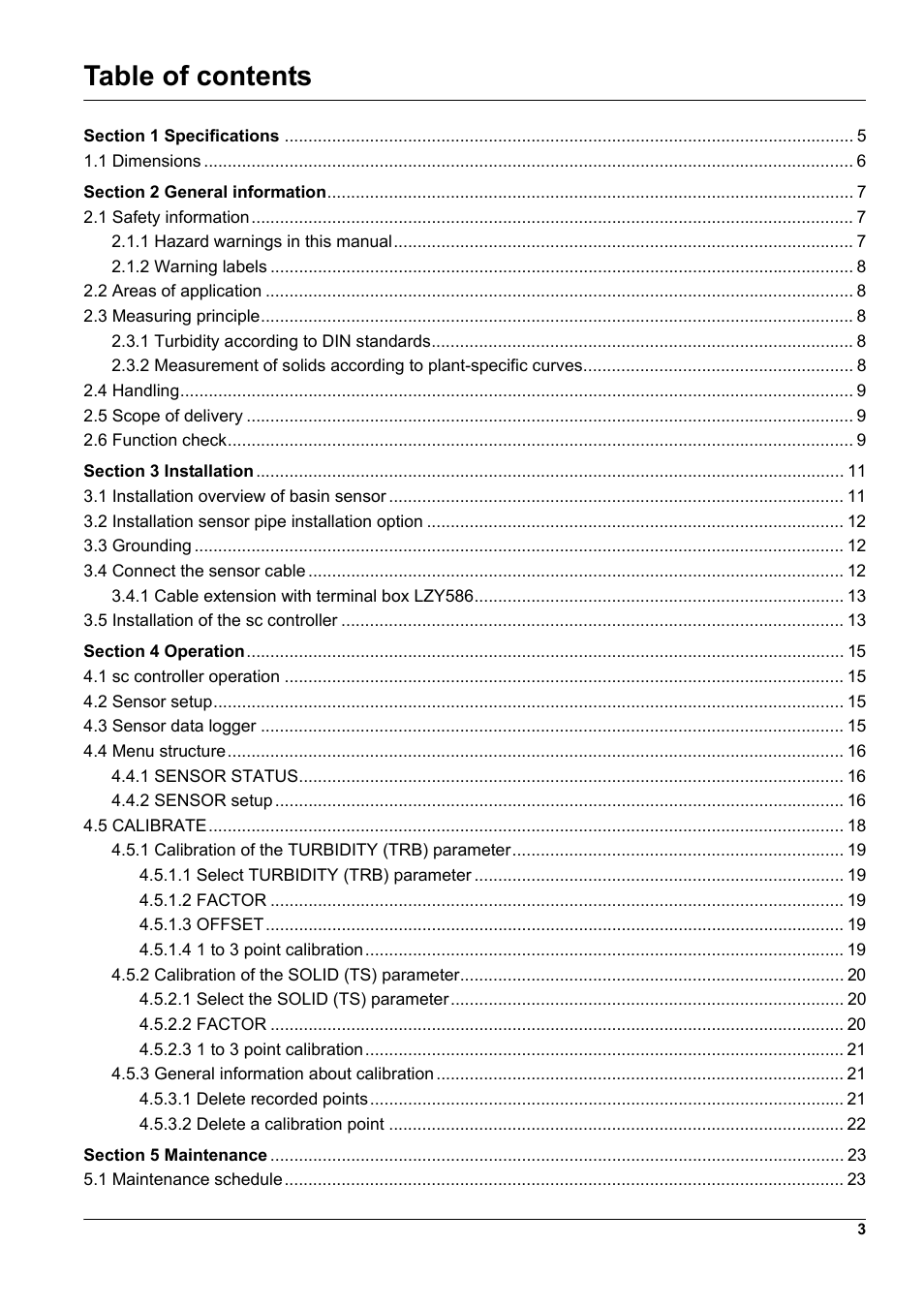 Hach-Lange TSS EX1 sc User Manual | Page 3 / 36