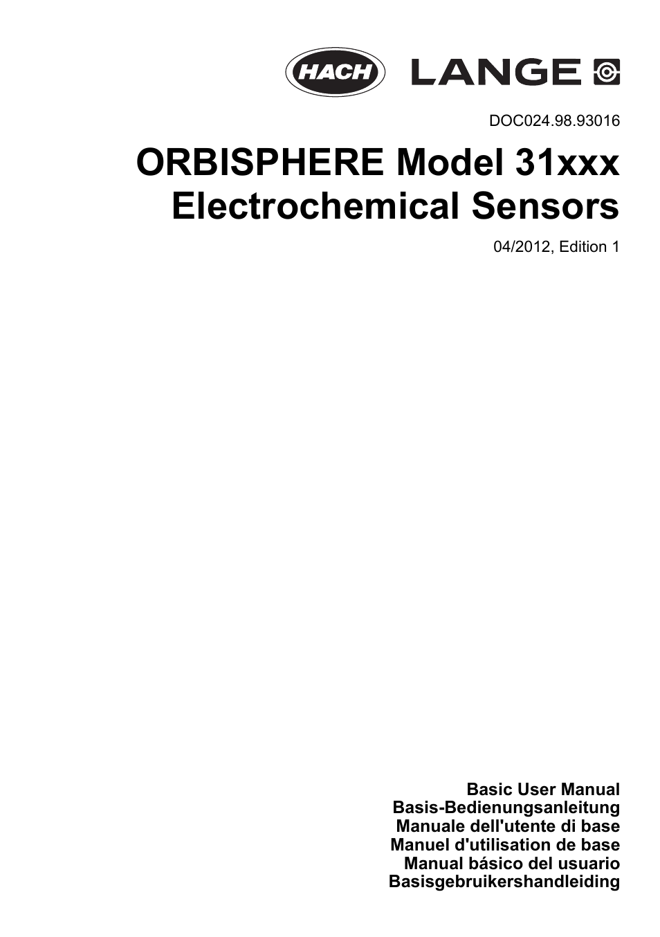 Hach-Lange ORBISPHERE 31xxx Basic User Manual User Manual | 102 pages