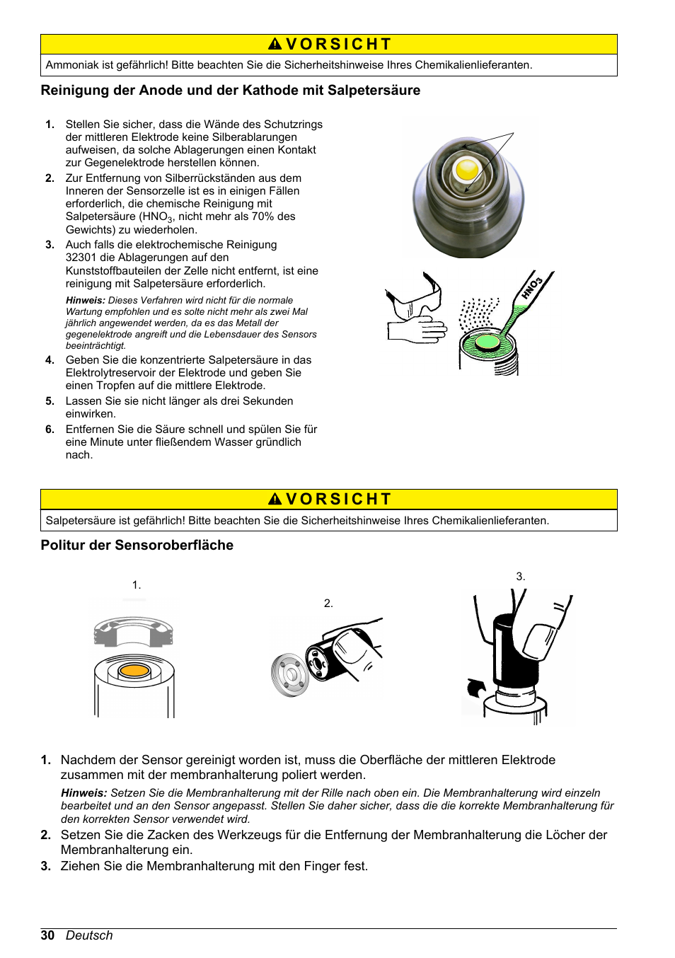 Politur der sensoroberfläche | Hach-Lange ORBISPHERE 31xxx Basic User Manual User Manual | Page 30 / 102