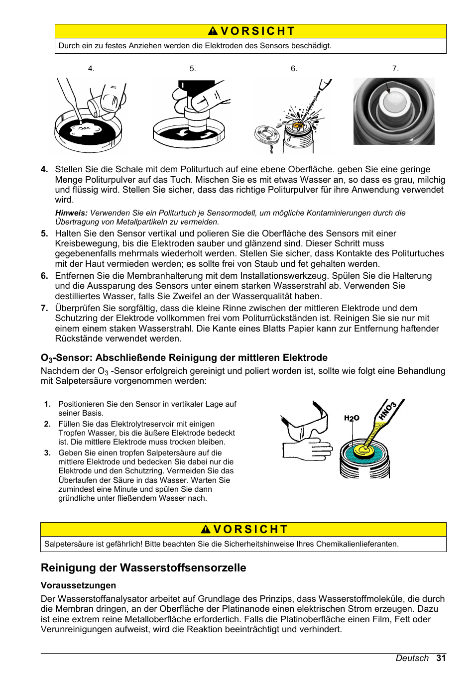 Reinigung der wasserstoffsensorzelle | Hach-Lange ORBISPHERE 31xxx Basic User Manual User Manual | Page 31 / 102