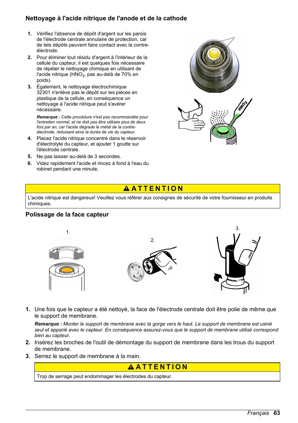 Polissage de la face capteur | Hach-Lange ORBISPHERE 31xxx Basic User Manual User Manual | Page 63 / 102