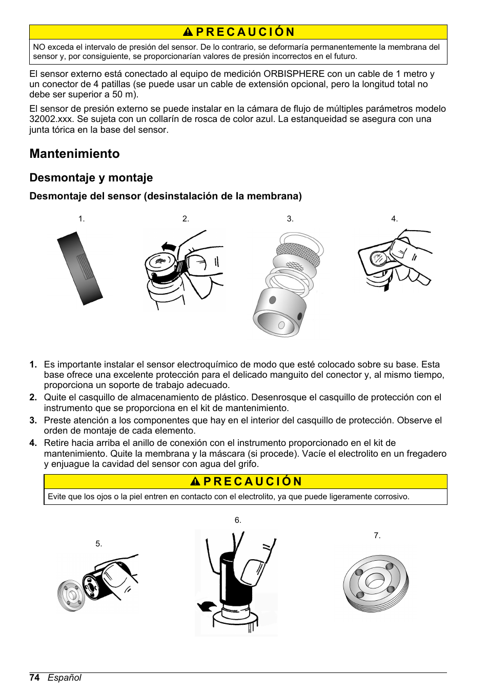 Mantenimiento, Desmontaje y montaje | Hach-Lange ORBISPHERE 31xxx Basic User Manual User Manual | Page 74 / 102