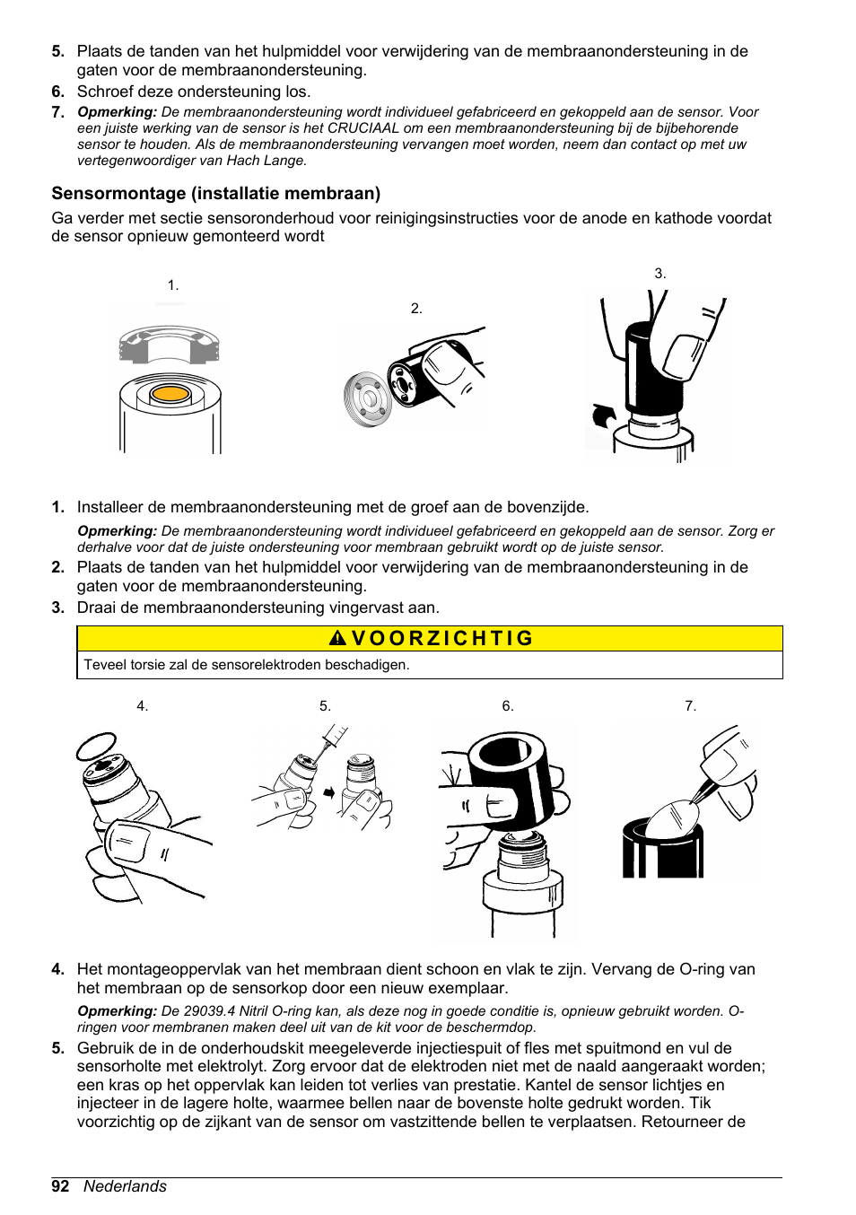 Sensormontage (installatie membraan) | Hach-Lange ORBISPHERE 31xxx Basic User Manual User Manual | Page 92 / 102