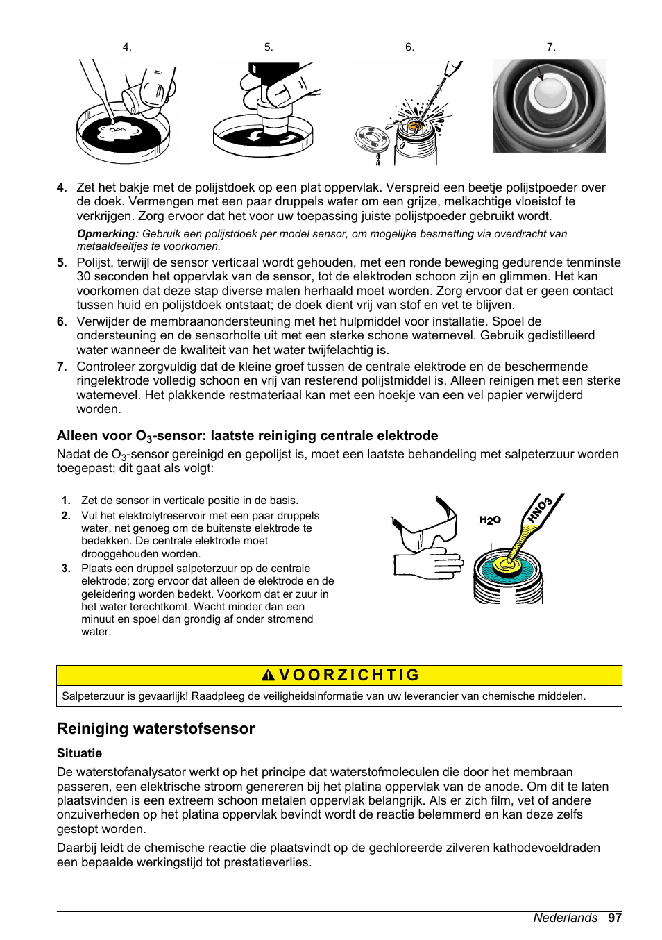 Reiniging waterstofsensor | Hach-Lange ORBISPHERE 31xxx Basic User Manual User Manual | Page 97 / 102