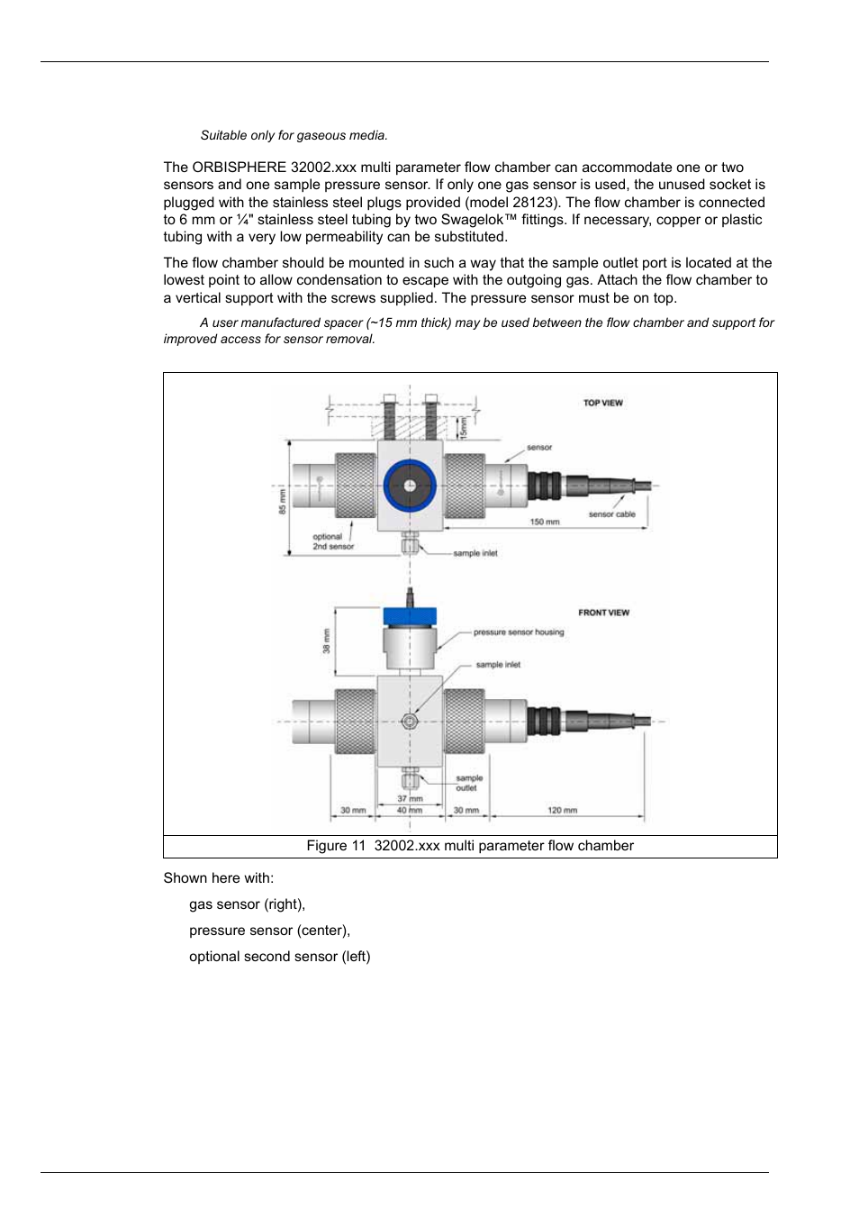 5 multi parameter flow chamber, Installation 4.5.5 multi parameter flow chamber | Hach-Lange ORBISPHERE 31xxx Installation and Maintenance User Manual | Page 26 / 46