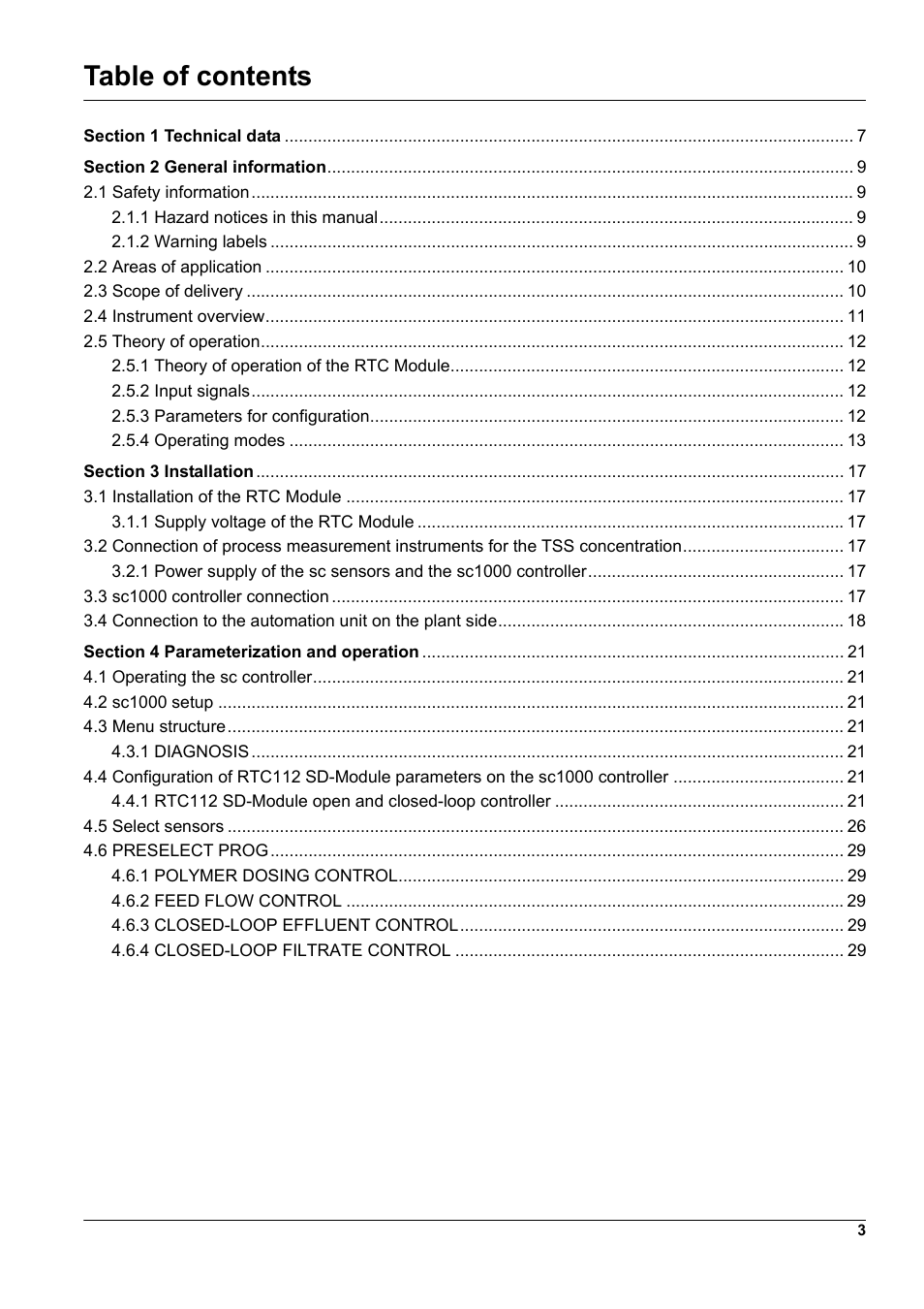 Hach-Lange RTC112 SD-Module User Manual | Page 3 / 52
