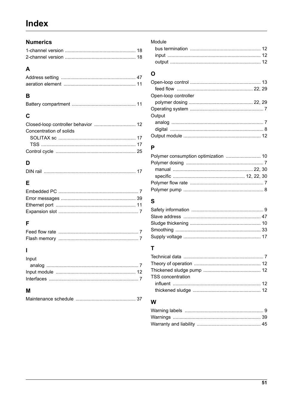 Index | Hach-Lange RTC112 SD-Module User Manual | Page 51 / 52