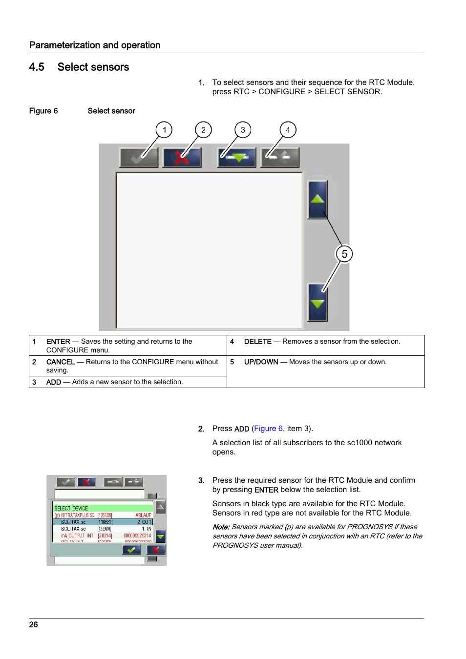 5 select sensors, Parameterization and operation | Hach-Lange RTC113 ST-Module User Manual | Page 26 / 50